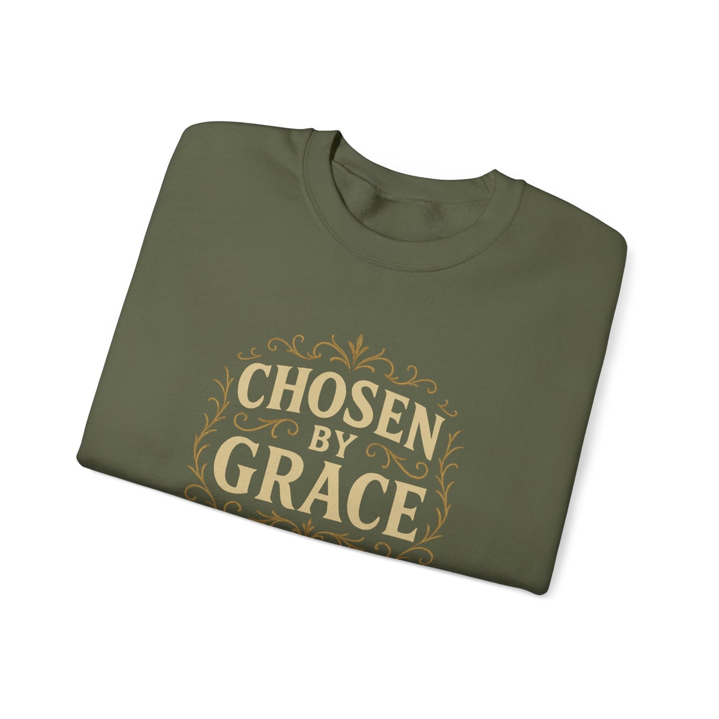 Chosen by Grace (Full Color) Unisex Crewneck Sweatshirt - Inspirational Gift, Christian Apparel, Faith-Based Fashion, Cozy Casual Wear, Bible Verse Sweatshirt