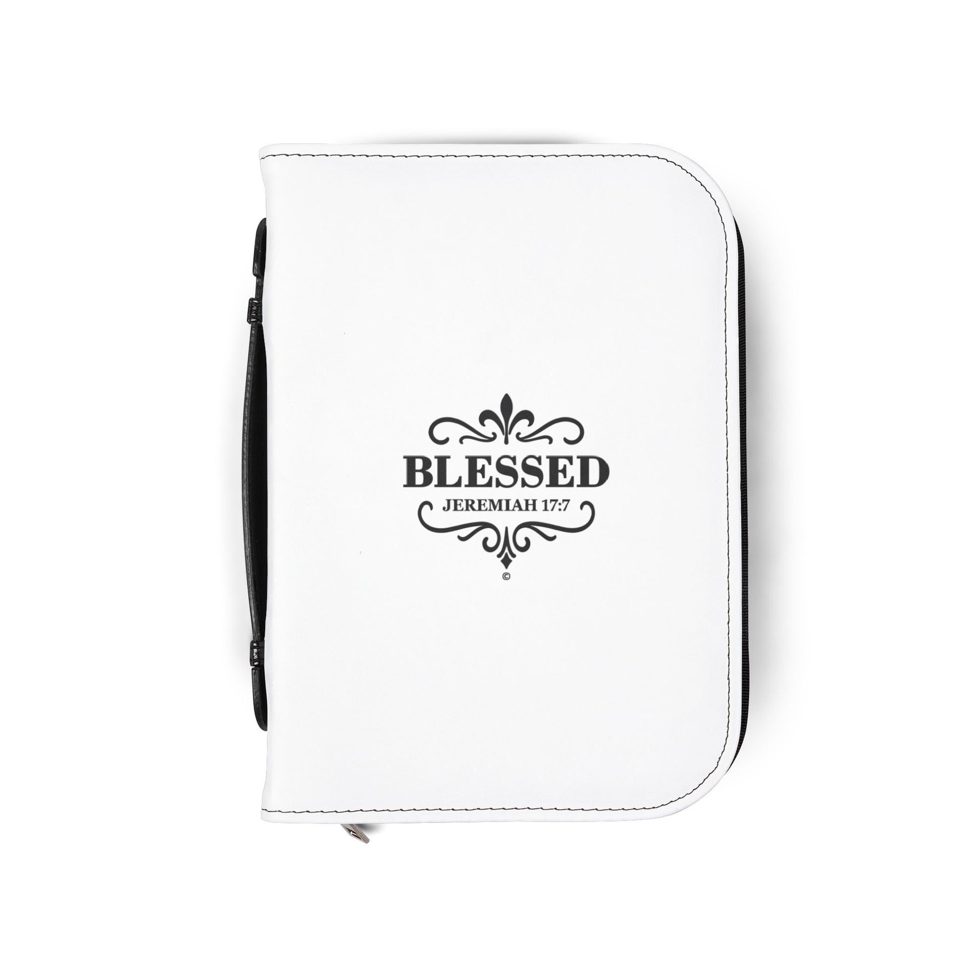 Blessed (Black Lettering) Inspirational Bible Cover, Gift for Believers, Faith-Based Book Cover - Cross Apparel USA