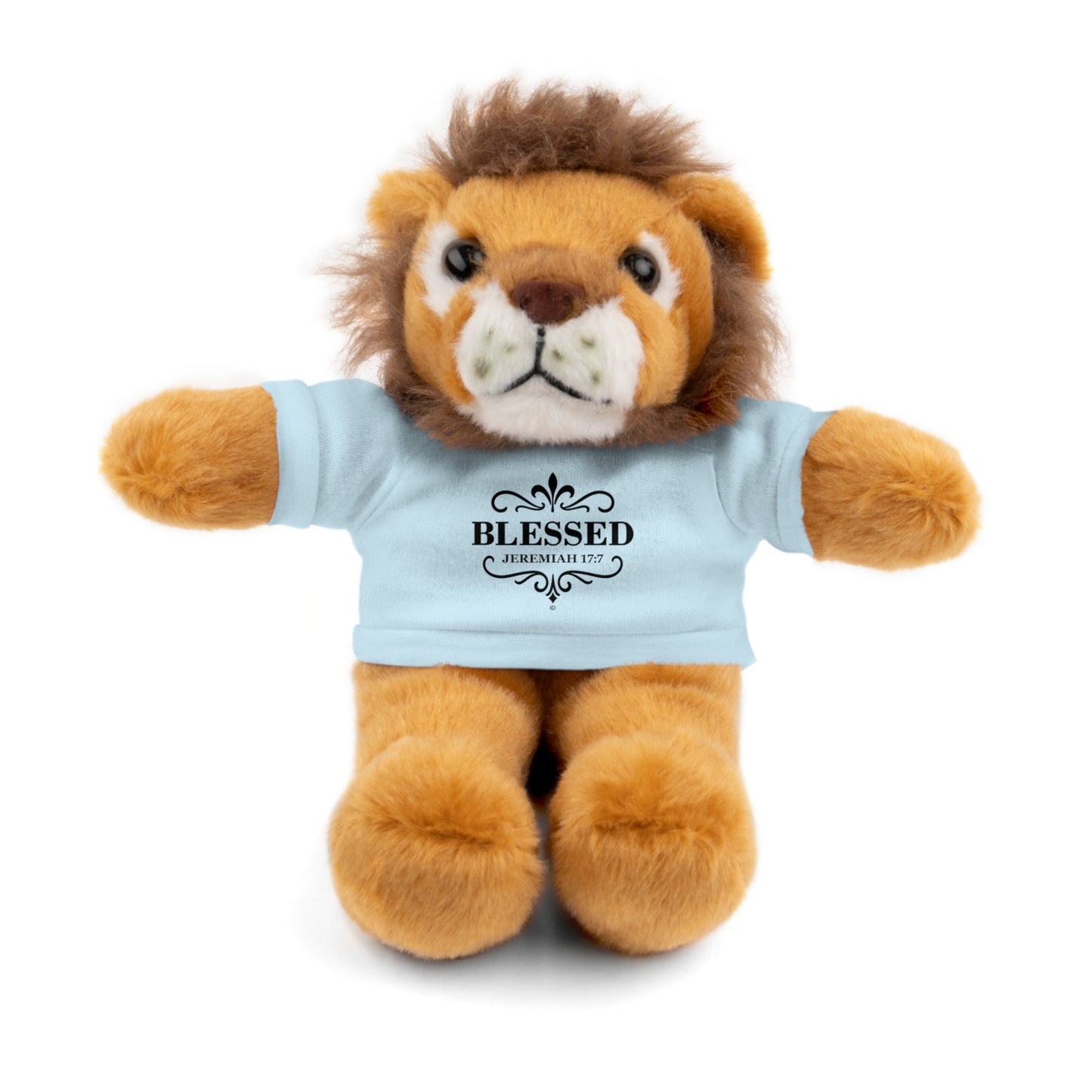Blessed (Black Lettering) Plush Toy with Tee, Faith-Inspired Stuffed Animal, Inspirational Gift, Birthday Present, Encouragement Gift