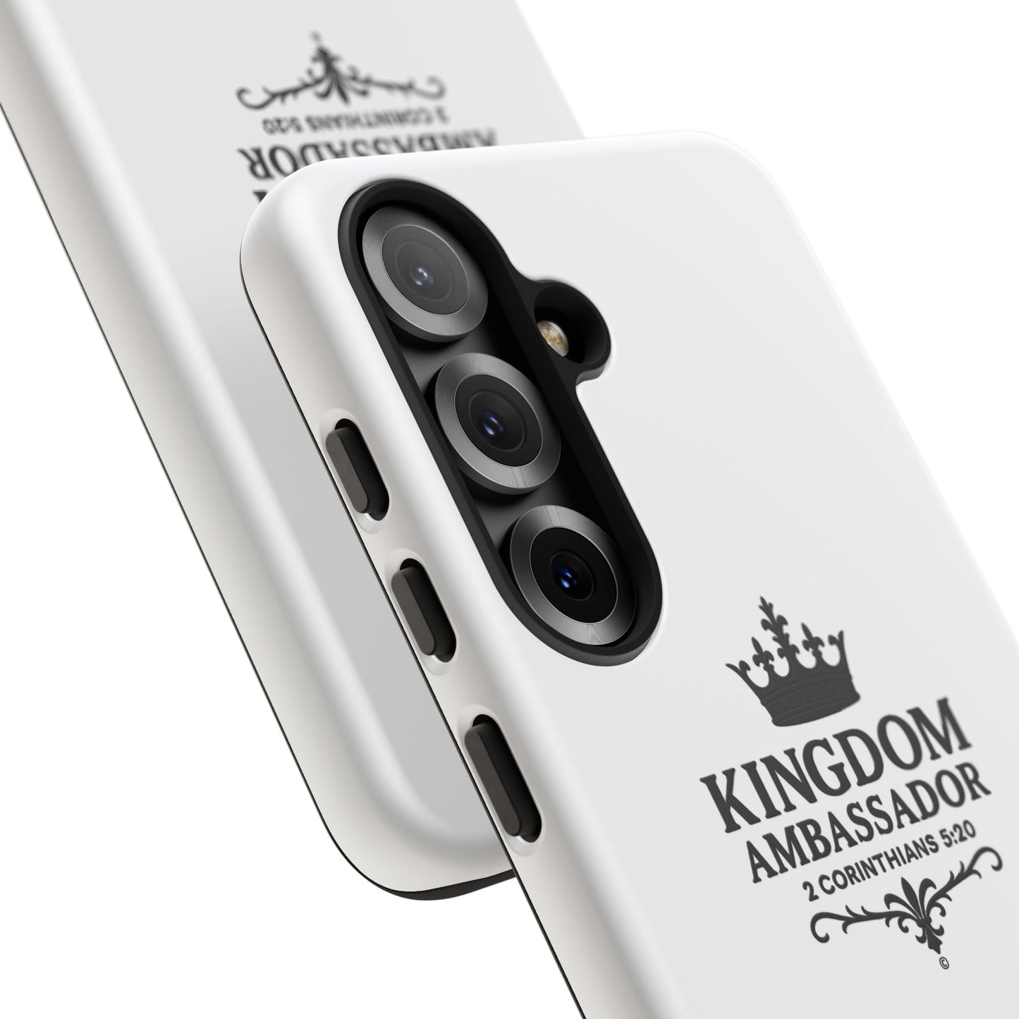 Kingdom Ambassador (Black Lettering) Rugged Phone Case, Inspirational Mobile Cover, Gift for Faith Lovers, Faith-Based Protector - Cross Apparel USA