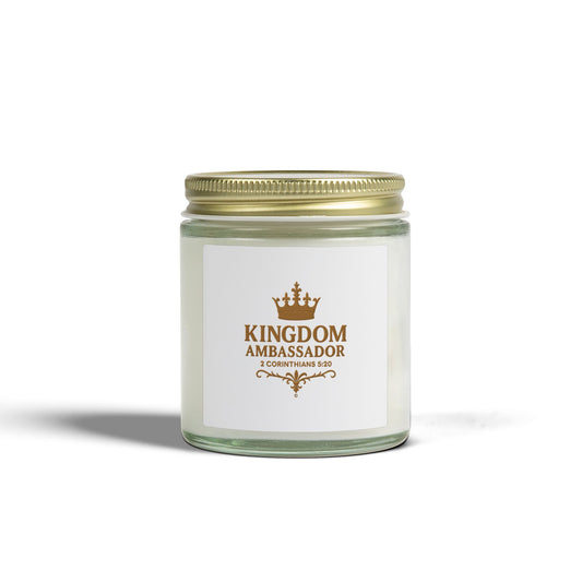 Kingdom Ambassador (Gold Lettering) Scented Candle - Coconut Apricot Wax, Inspirational Home Decor, Gifts for Believers, Relaxation