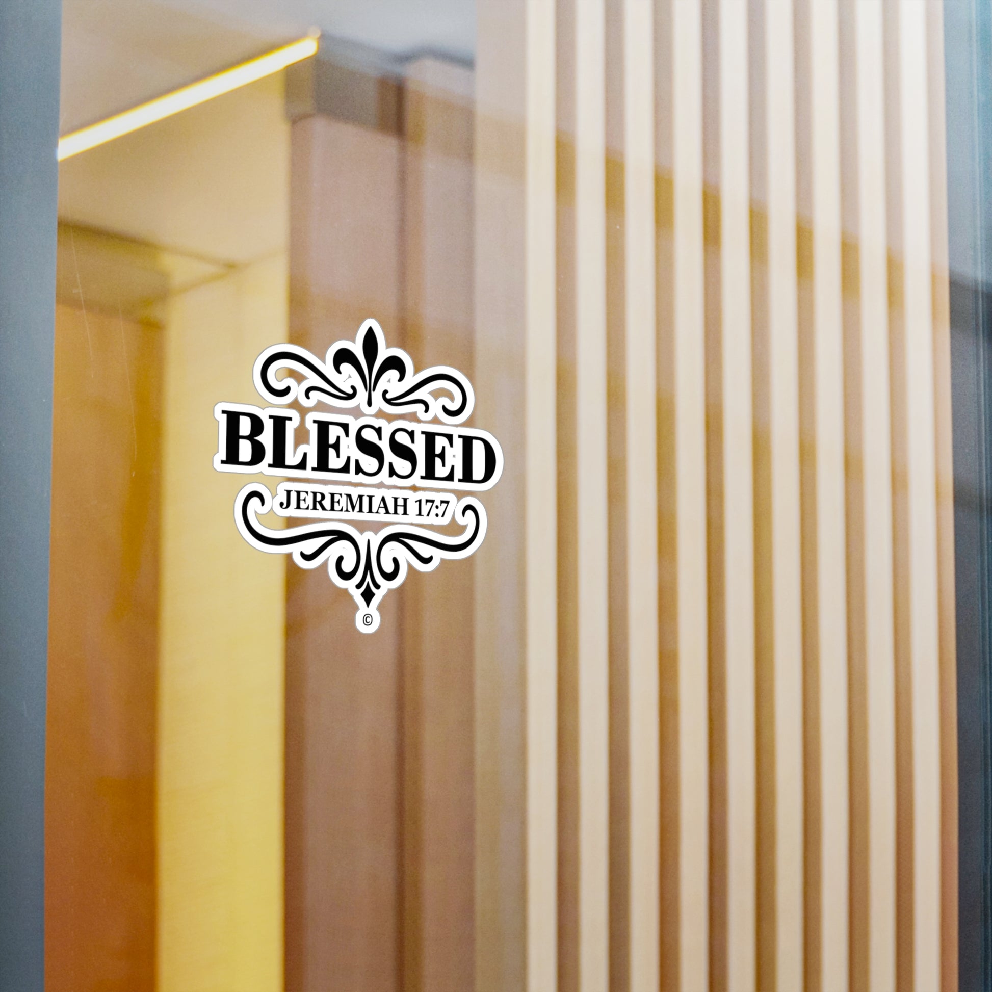 Blessed (Black Lettering) Kiss-Cut Vinyl Decals, Inspirational Wall Art, Faith-Based Gifts, Home Decor - Cross Apparel USA