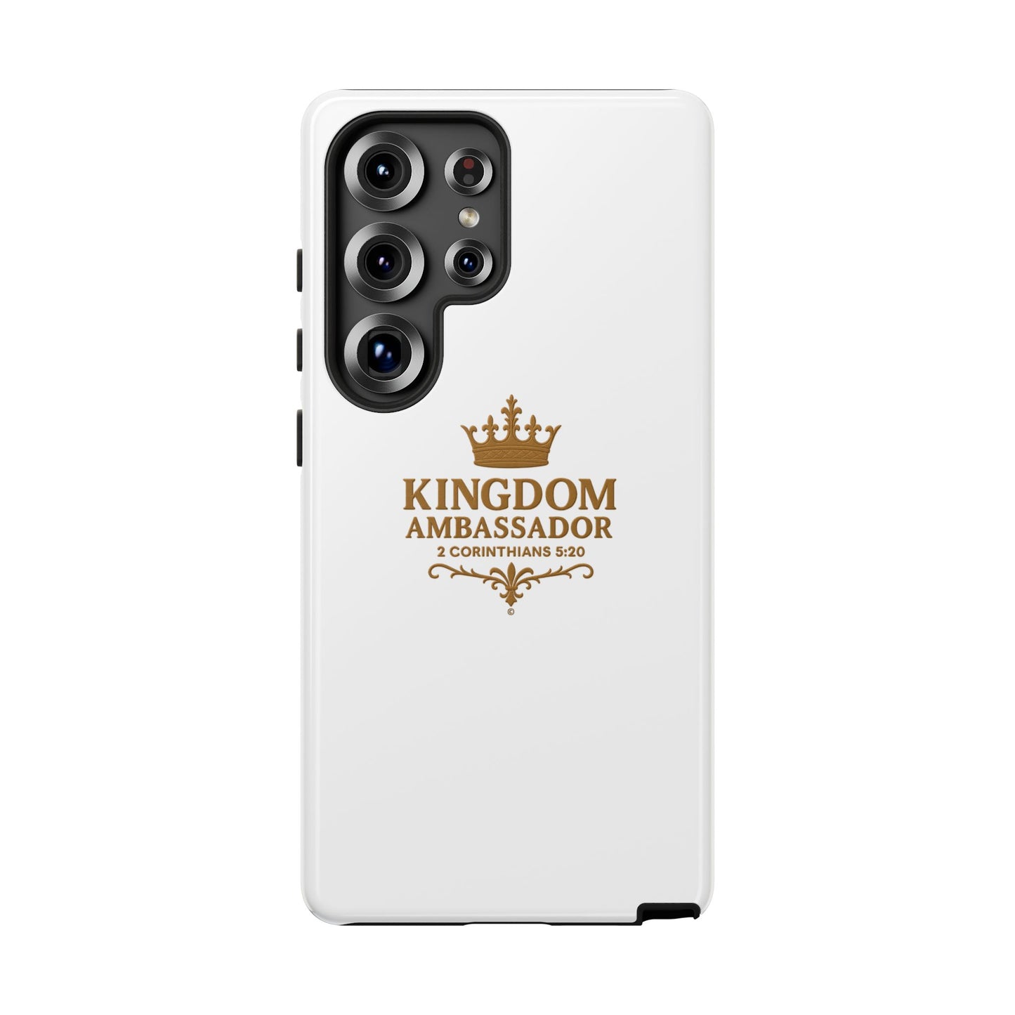 Kingdom Ambassador (Gold Lettering) Rugged Phone Case, Inspirational Mobile Cover, Gift for Faith Lovers, Faith-Based Protector