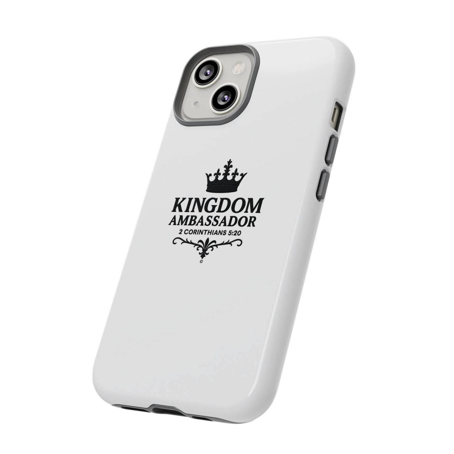 Kingdom Ambassador (Black Lettering) Rugged Phone Case, Inspirational Mobile Cover, Gift for Faith Lovers, Faith-Based Protector - Cross Apparel USA