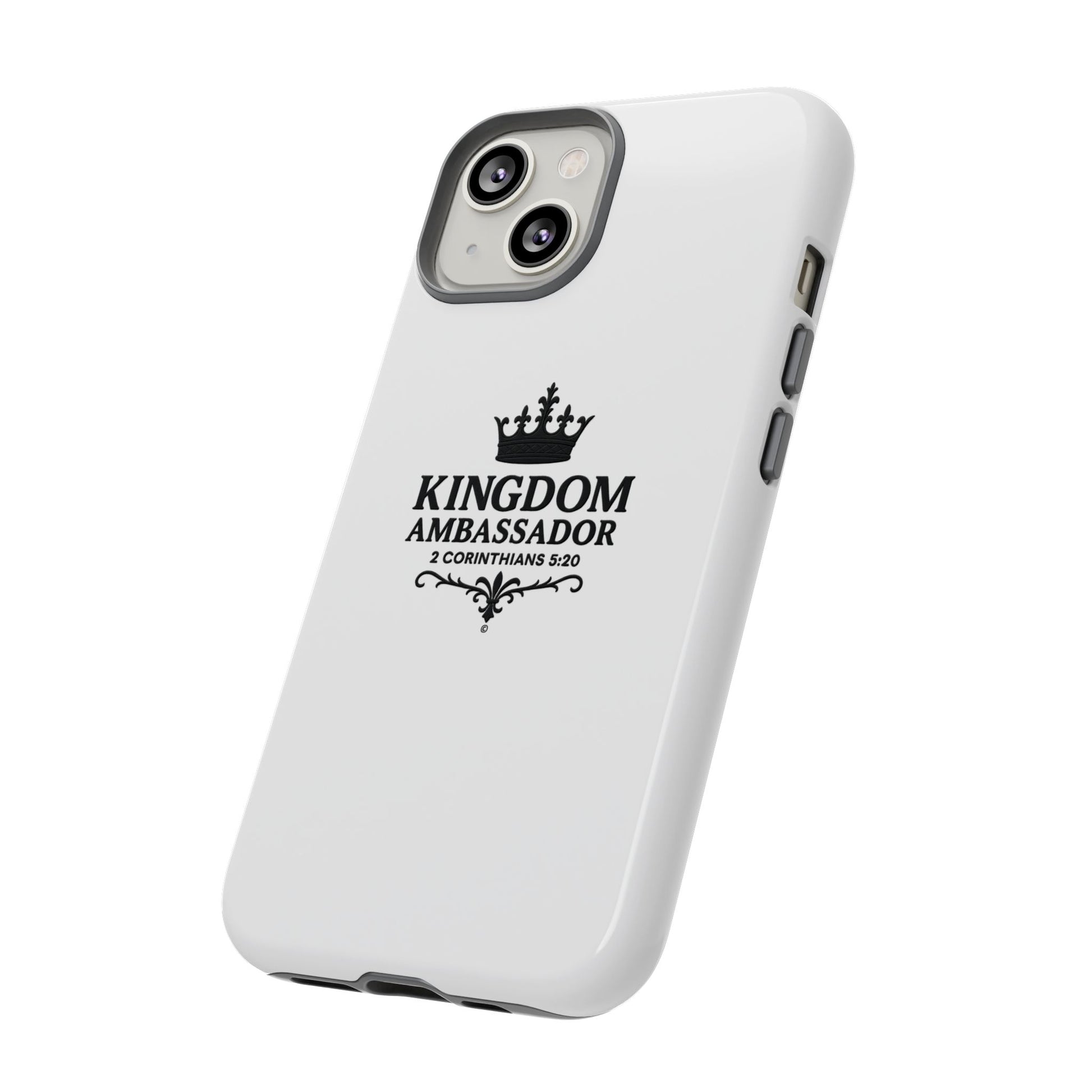 Kingdom Ambassador (Black Lettering) Rugged Phone Case, Inspirational Mobile Cover, Gift for Faith Lovers, Faith-Based Protector - Cross Apparel USA