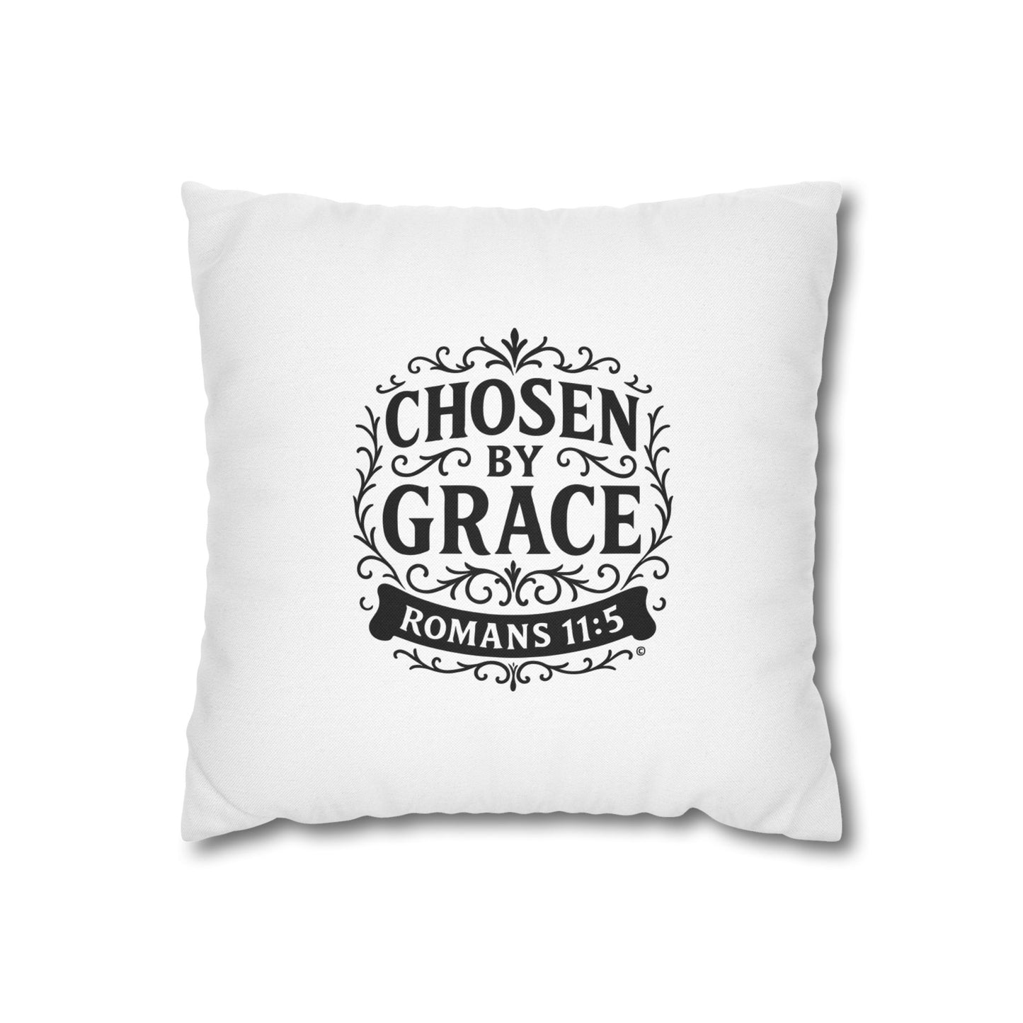 Chosen by Grace (Black Lettering) Square Pillow Cover | Inspirational Home Decor | Gifts for Faith (Pillow not included)