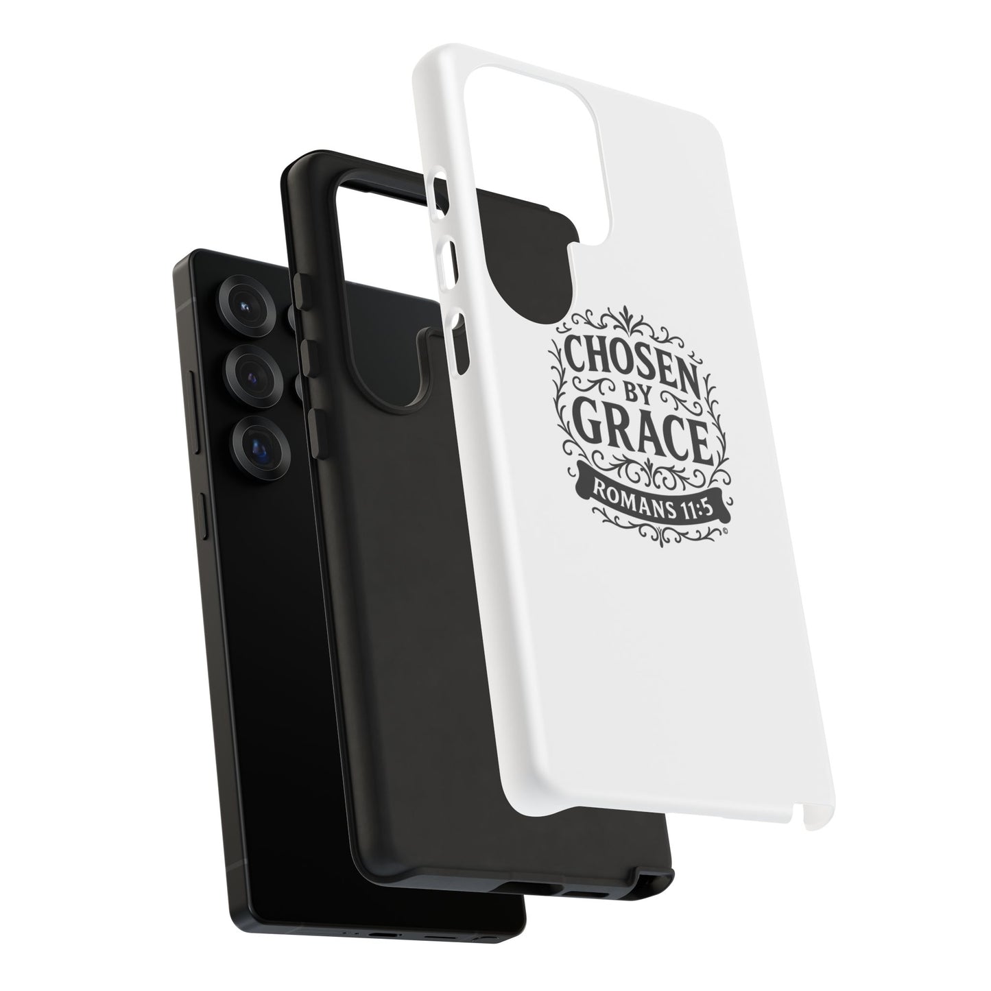 Chosen by Grace (Black Lettering), Rugged Phone Case, Inspirational Mobile Cover, Gift for Faith Lovers, Faith-Based Protector