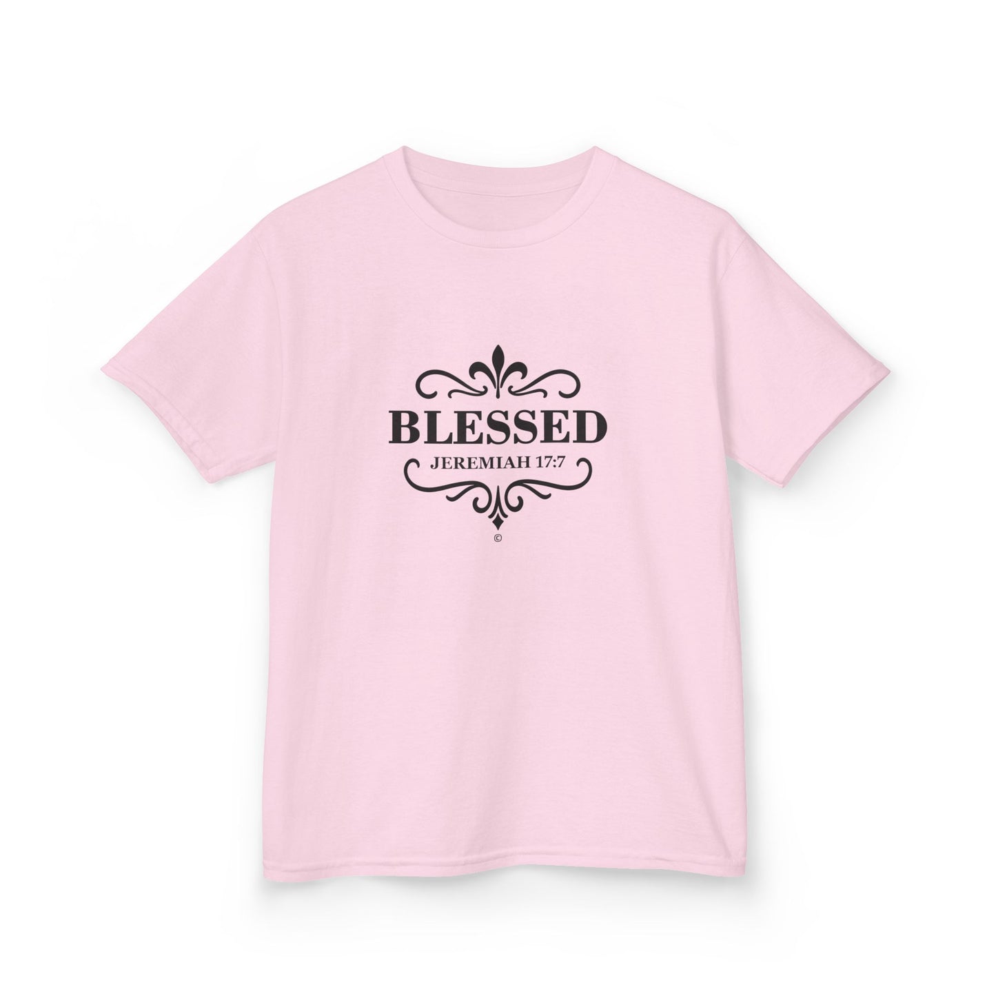 Blessed (Black Lettering) Kids Tee, Faith-based Inspirational Apparel, Gift for Believers, Youth Fashion, Bible Verse Shirt, Meaningful Gift