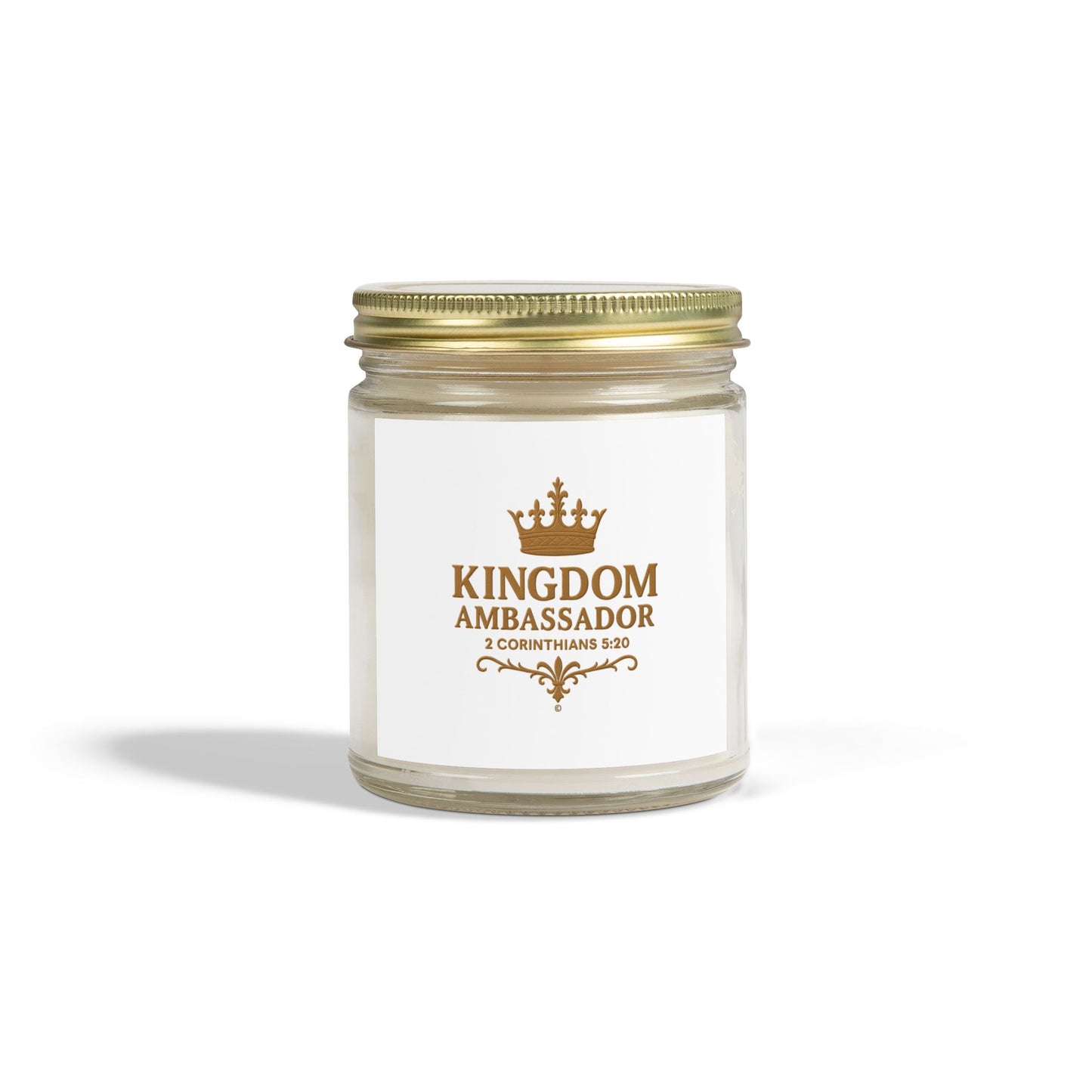 Kingdom Ambassador (Gold Lettering) Scented Candle - Coconut Apricot Wax, Inspirational Home Decor, Gifts for Believers, Relaxation