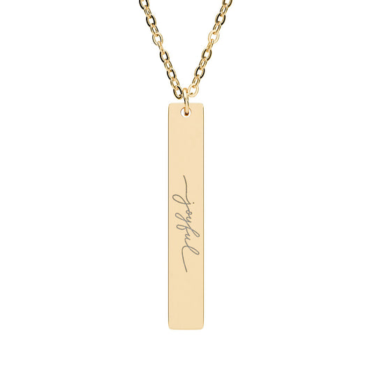 Joyful Engraved Vertical Bar Necklace