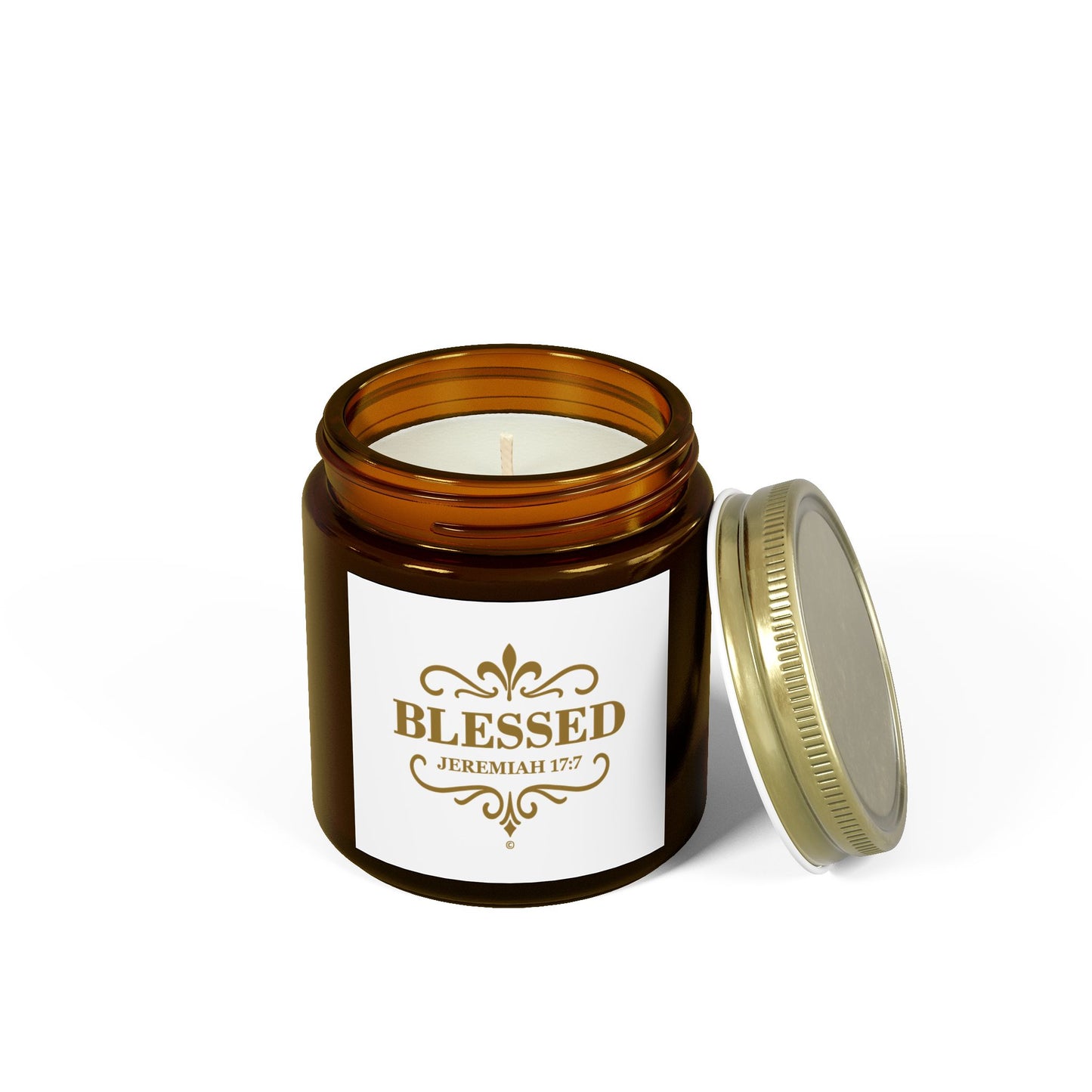 Blessed (Gold Lettering) Scented Candle - Coconut Apricot Wax, Inspirational Home Decor, Gifts for Believers, Relaxation