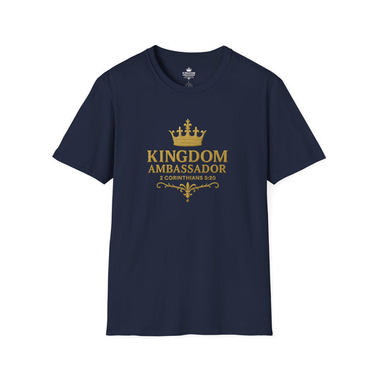 Kingdom Ambassador (Gold Lettering) T-Shirt | Unisex Softstyle Tee for Faith, Community Events, Gifts for Believers