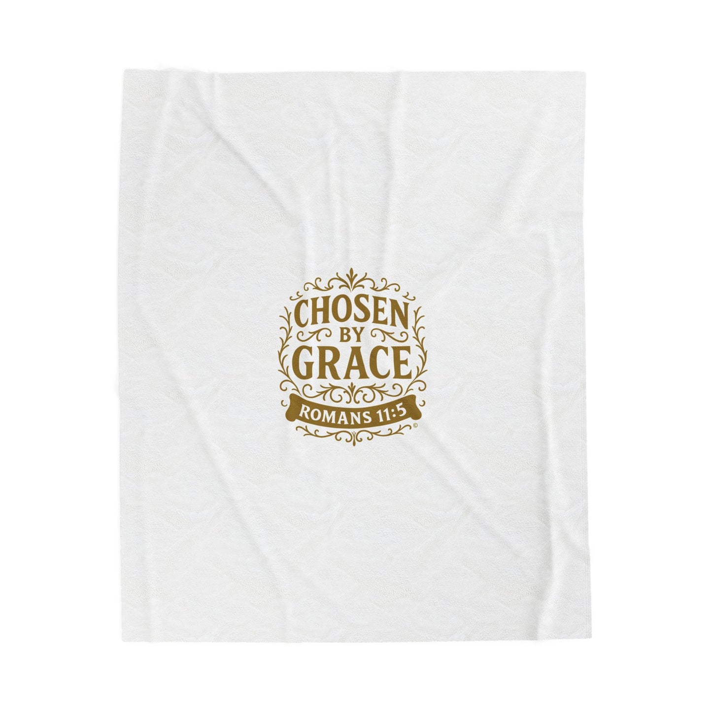 Chosen by Grace (Gold Lettering) Plush Blanket, Inspirational Home Decor, Faith-Based Decor, Modern Plush Blanket