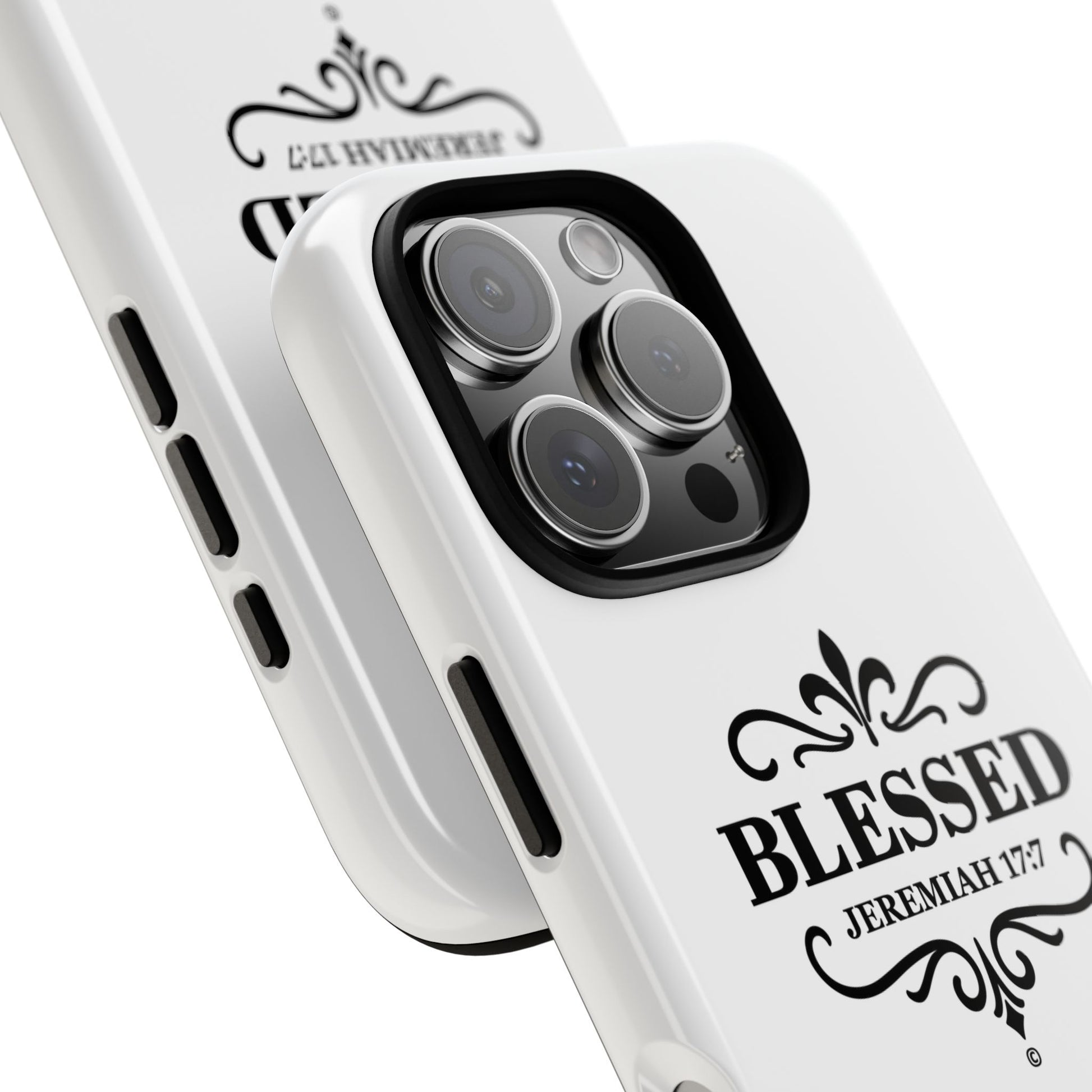 Blessed (Black Lettering), Rugged Phone Case, Inspirational Mobile Cover, Gift for Faith Lovers, Faith-Based Protector - Cross Apparel USA