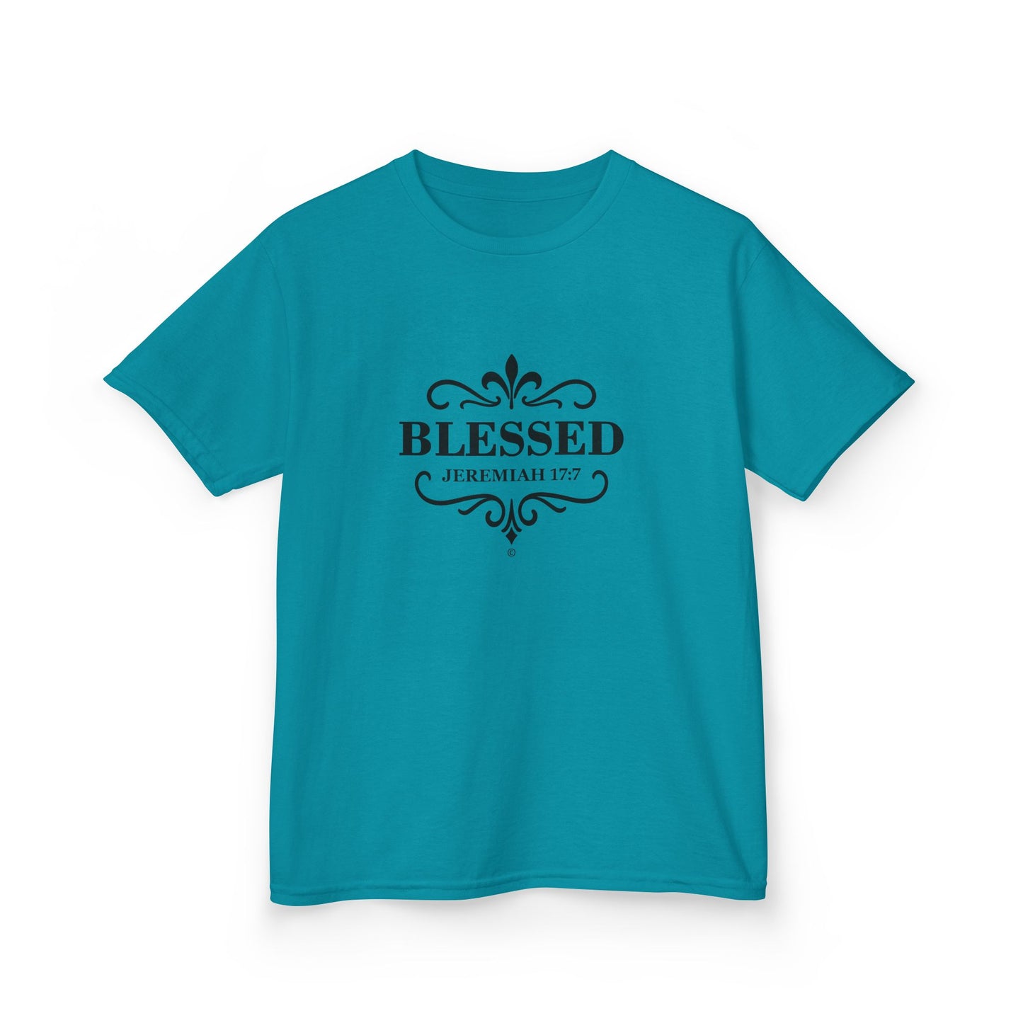 Blessed (Black Lettering) Kids Tee, Faith-based Inspirational Apparel, Gift for Believers, Youth Fashion, Bible Verse Shirt, Meaningful Gift