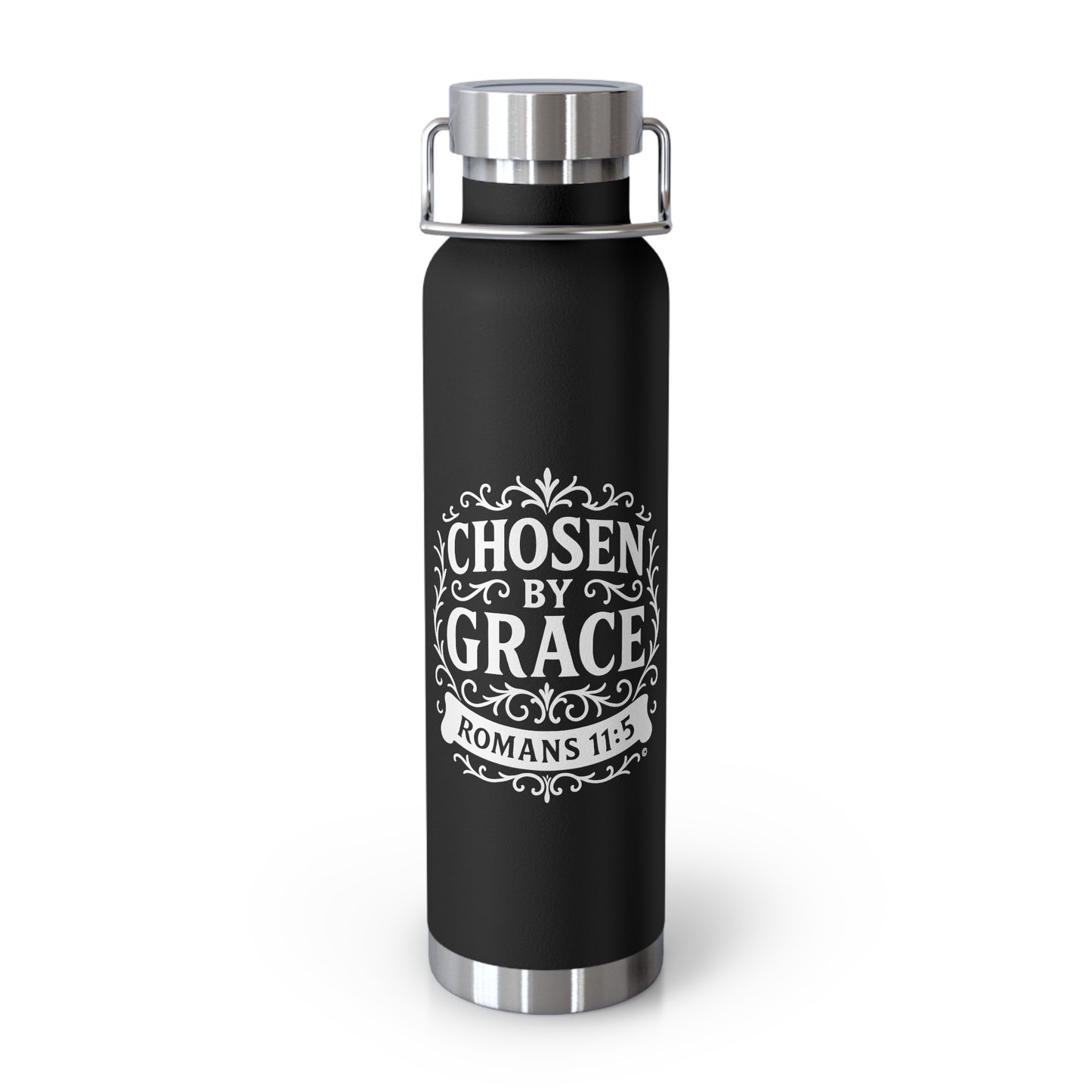 Chosen by Grace (White Lettering) Insulated Water Bottle, Motivational Gift, Faith-Based Drinkware, Inspirational Travel Mug, Biblical Verse Bottle