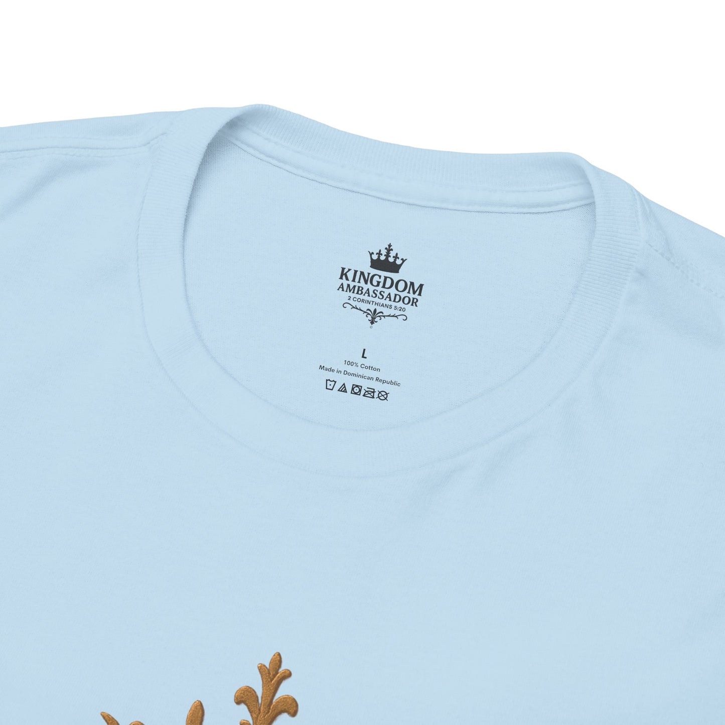 Kingdom Ambassador (Gold Lettering) Tee | Unisex Heavy Cotton Shirt, Faith-Based Apparel, Christian T-Shirt, Inspirational Gift, Scripture Tees