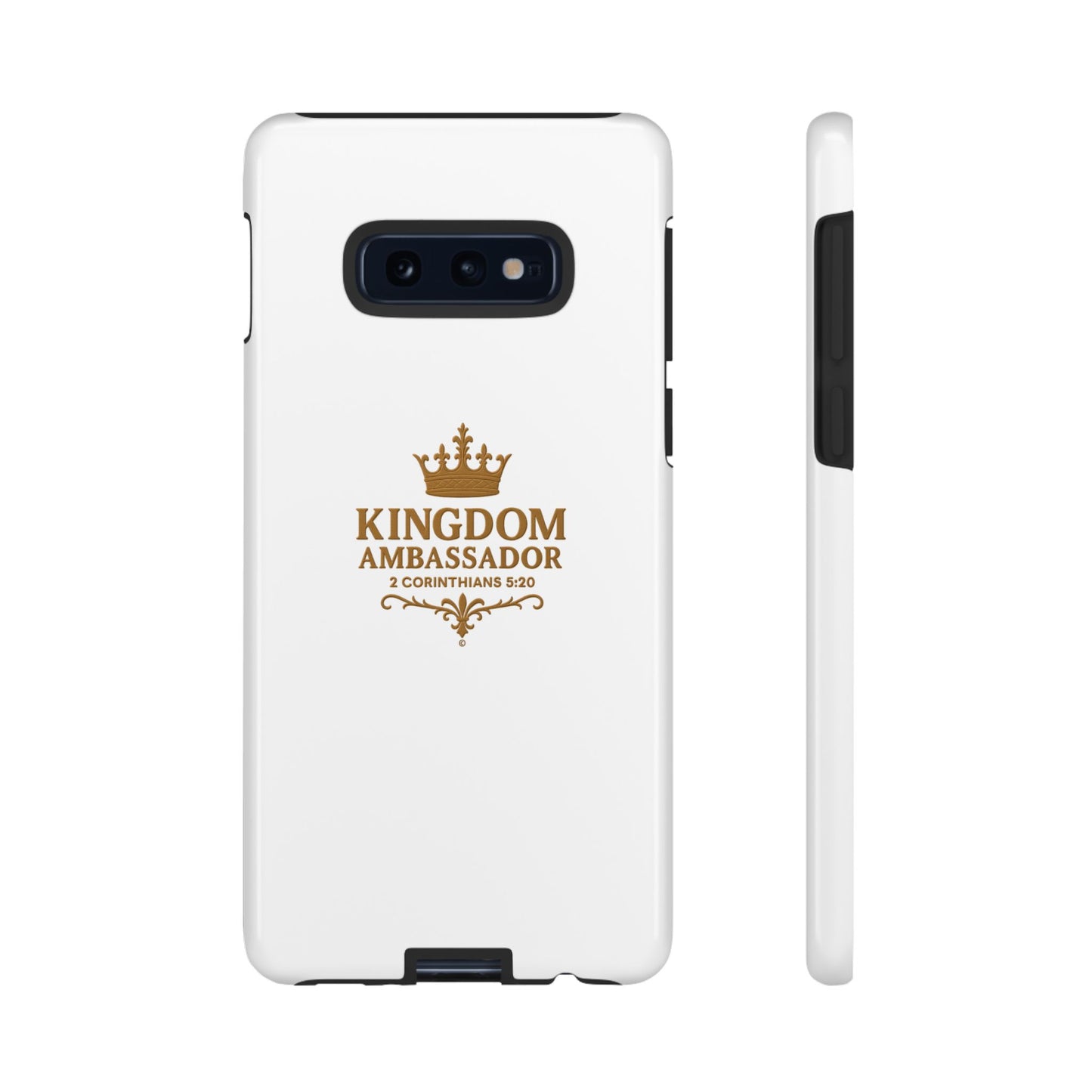 Kingdom Ambassador (Gold Lettering) Rugged Phone Case, Inspirational Mobile Cover, Gift for Faith Lovers, Faith-Based Protector