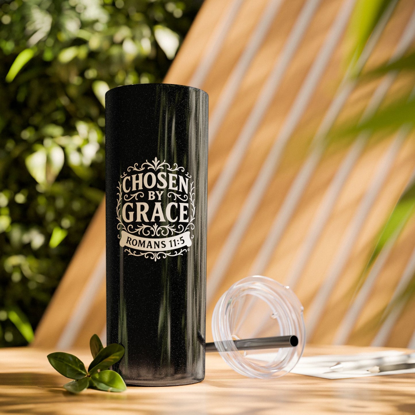 Chosen by Grace (White Lettering) 20oz Skinny Tumbler, Inspirational Travel Mug, Unique Gift for Faith Lovers, Bible Verse Drinkware, Motivational Water Bottle