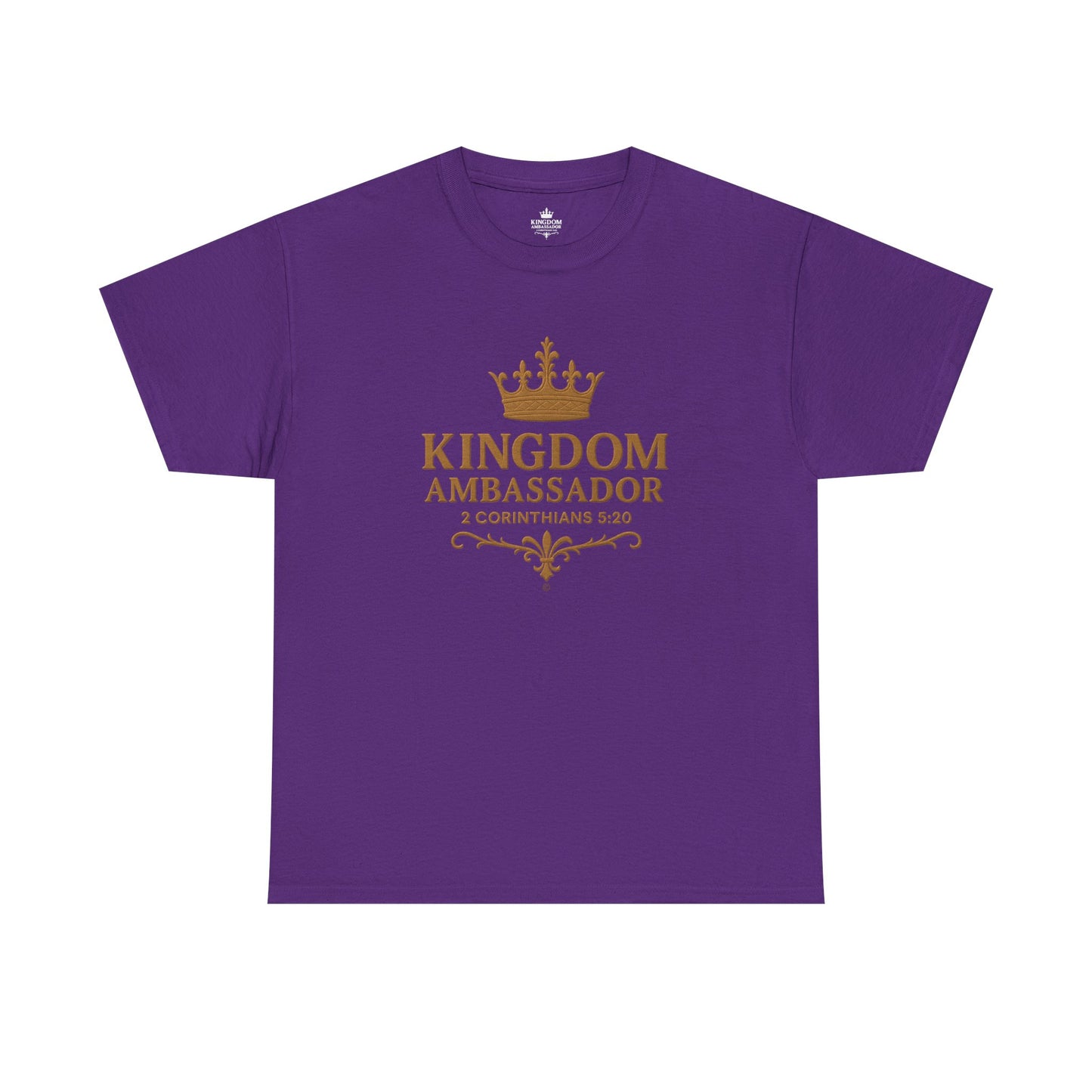 Kingdom Ambassador (Gold Lettering) Tee | Unisex Heavy Cotton Shirt, Faith-Based Apparel, Christian T-Shirt, Inspirational Gift, Scripture Tees
