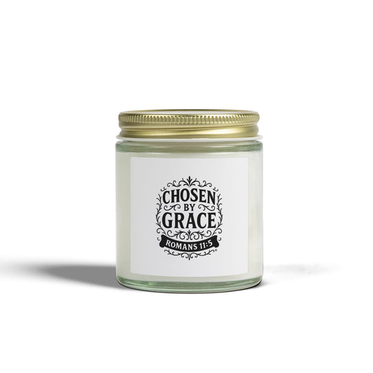 Chosen by Grace (Black Lettering) Scented Candle - Coconut Apricot Wax, Inspirational Home Decor, Relaxation, Gifts for Believers