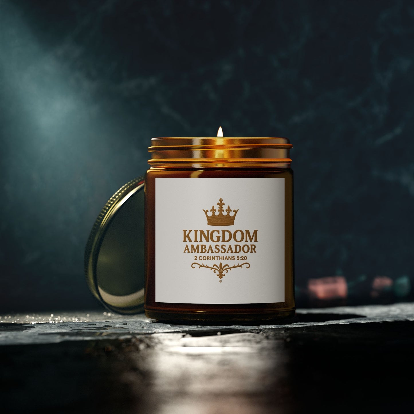 Kingdom Ambassador (Gold Lettering) Scented Candle - Coconut Apricot Wax, Inspirational Home Decor, Gifts for Believers, Relaxation