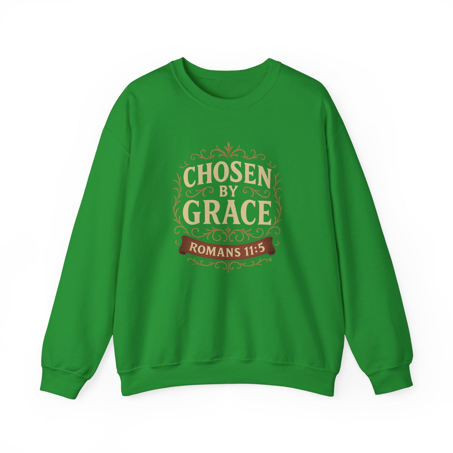 Chosen by Grace (Full Color) Unisex Crewneck Sweatshirt - Inspirational Gift, Christian Apparel, Faith-Based Fashion, Cozy Casual Wear, Bible Verse Sweatshirt