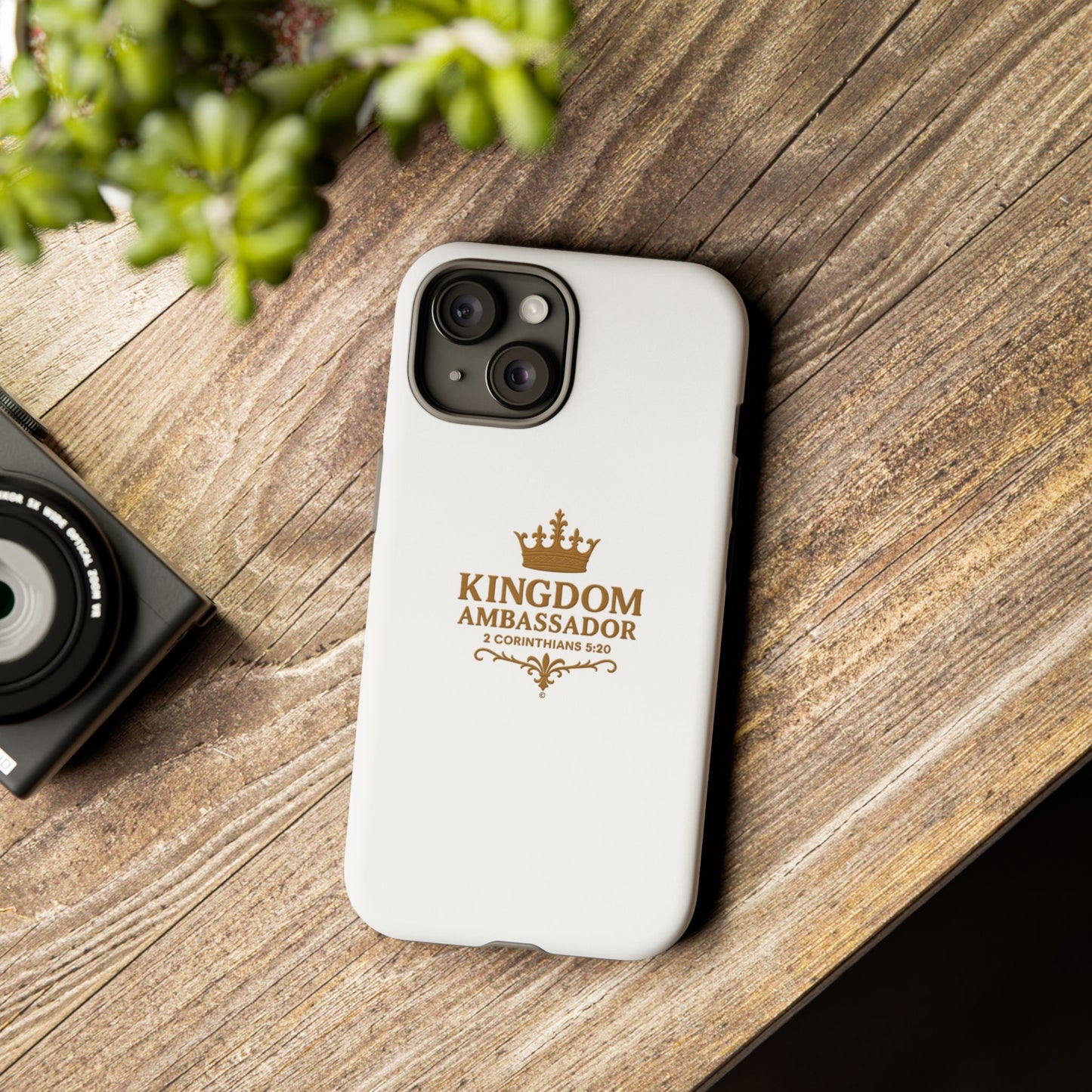 Kingdom Ambassador (Gold Lettering) Rugged Phone Case, Inspirational Mobile Cover, Gift for Faith Lovers, Faith-Based Protector