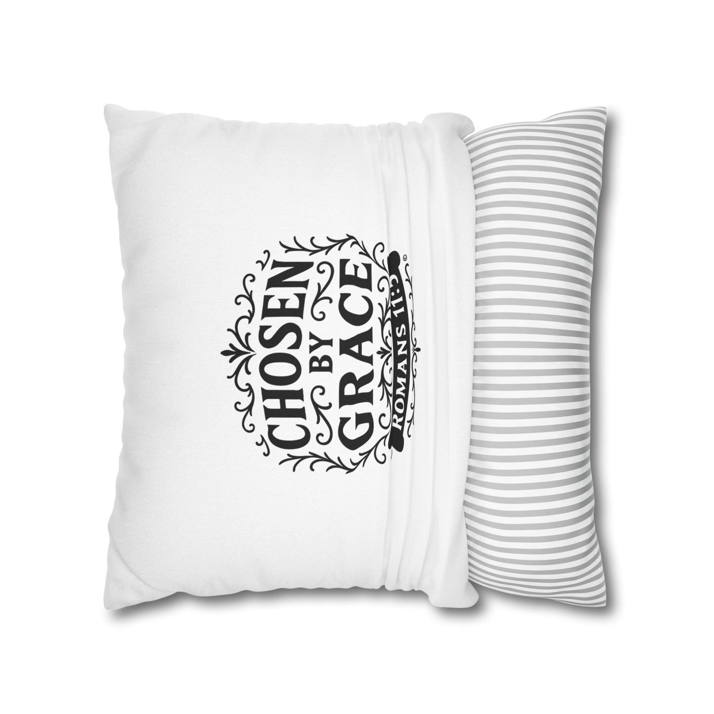 Chosen by Grace (Black Lettering) Square Pillow Cover | Inspirational Home Decor | Gifts for Faith (Pillow not included)