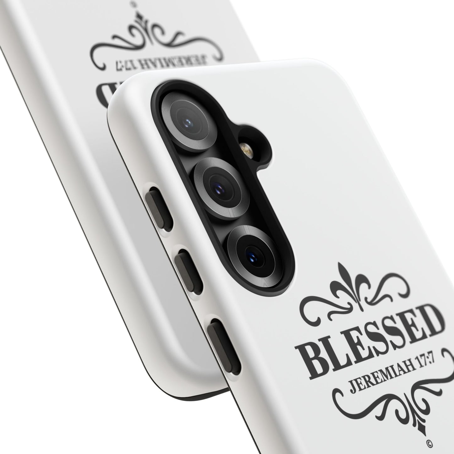 Blessed (Black Lettering), Rugged Phone Case, Inspirational Mobile Cover, Gift for Faith Lovers, Faith-Based Protector - Cross Apparel USA