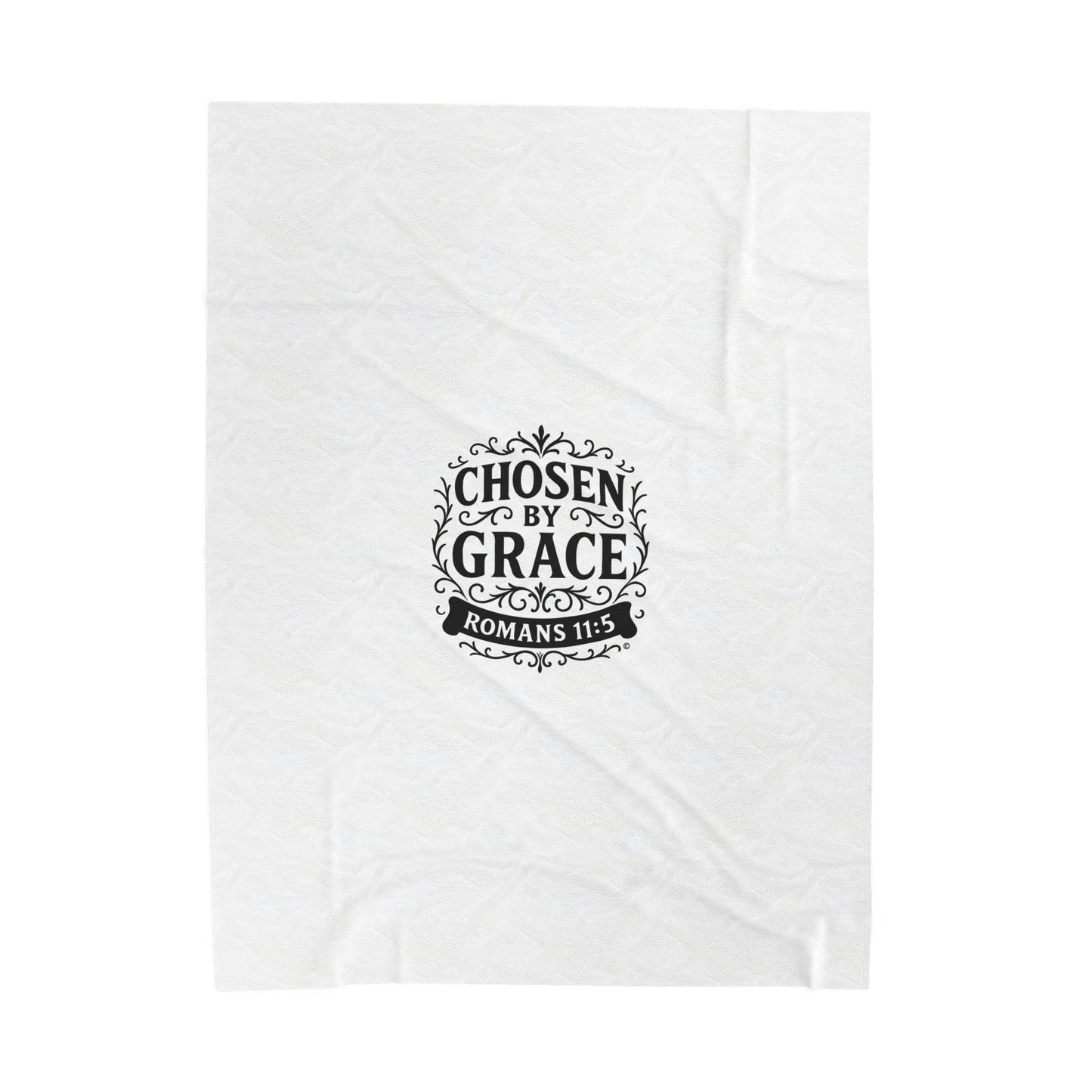 Chosen by Grace (Black Lettering) Plush Blanket, Inspirational Home Decor, Faith-Based Decor, Modern Plush Blanket