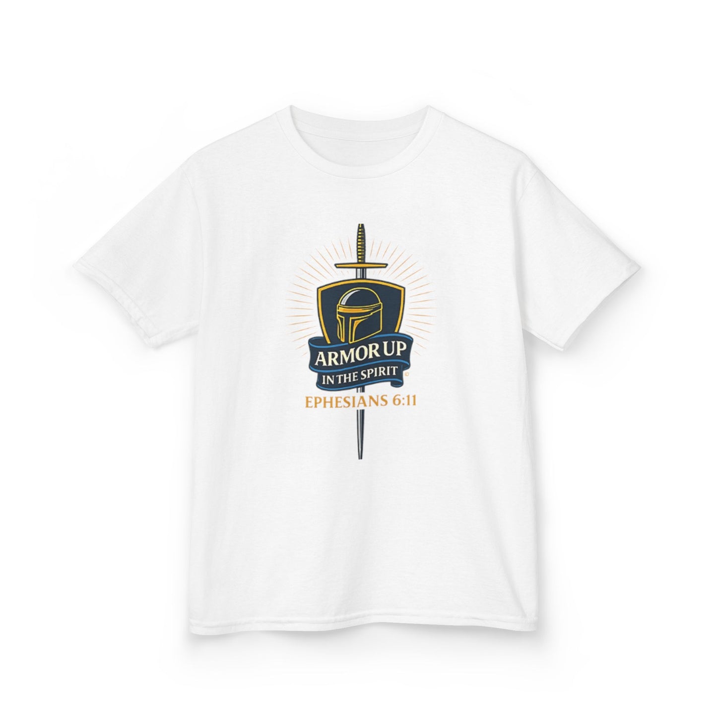 Armor Up (Blue & Gold Lettering) Kids Inspirational T-shirt