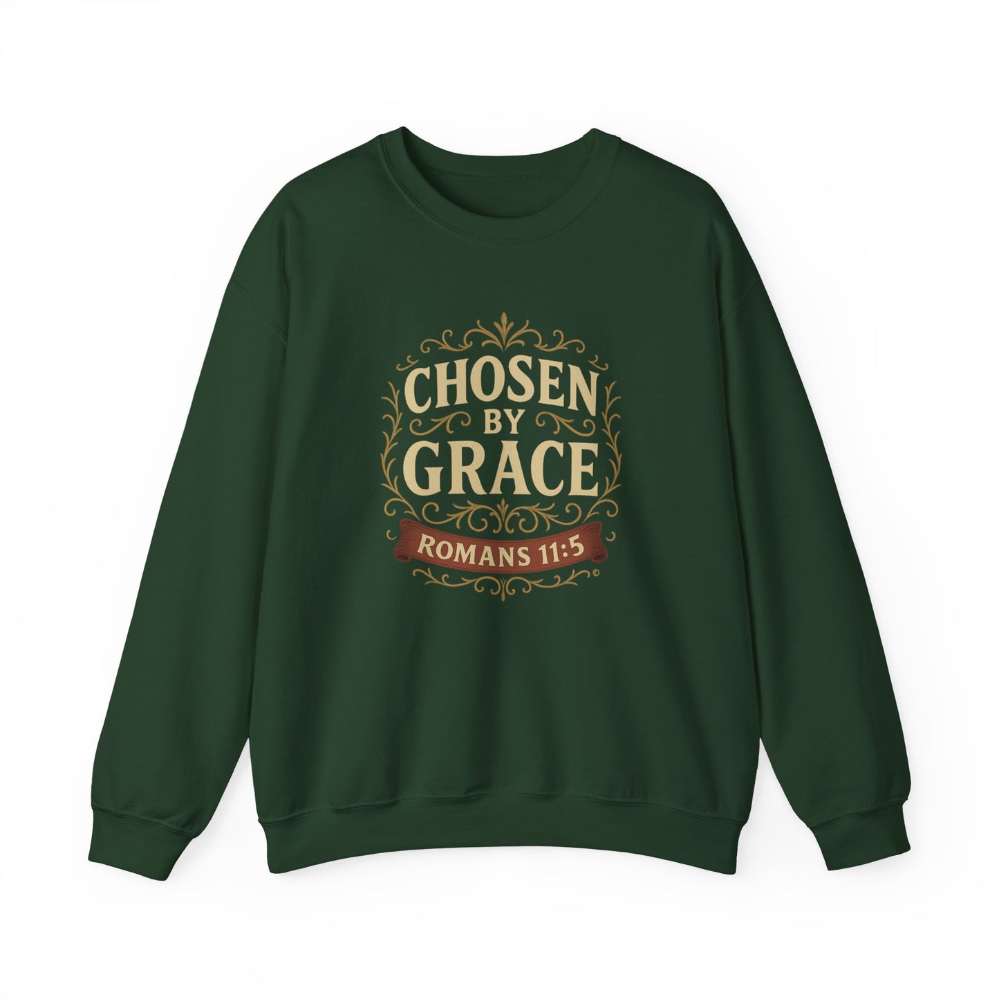 Chosen by Grace (Full Color) Unisex Crewneck Sweatshirt - Inspirational Gift, Christian Apparel, Faith-Based Fashion, Cozy Casual Wear, Bible Verse Sweatshirt