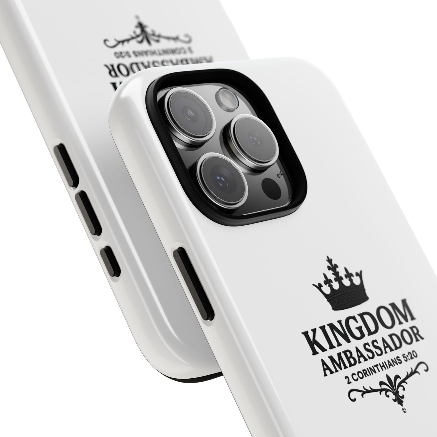 Kingdom Ambassador (Black Lettering) Rugged Phone Case, Inspirational Mobile Cover, Gift for Faith Lovers, Faith-Based Protector - Cross Apparel USA