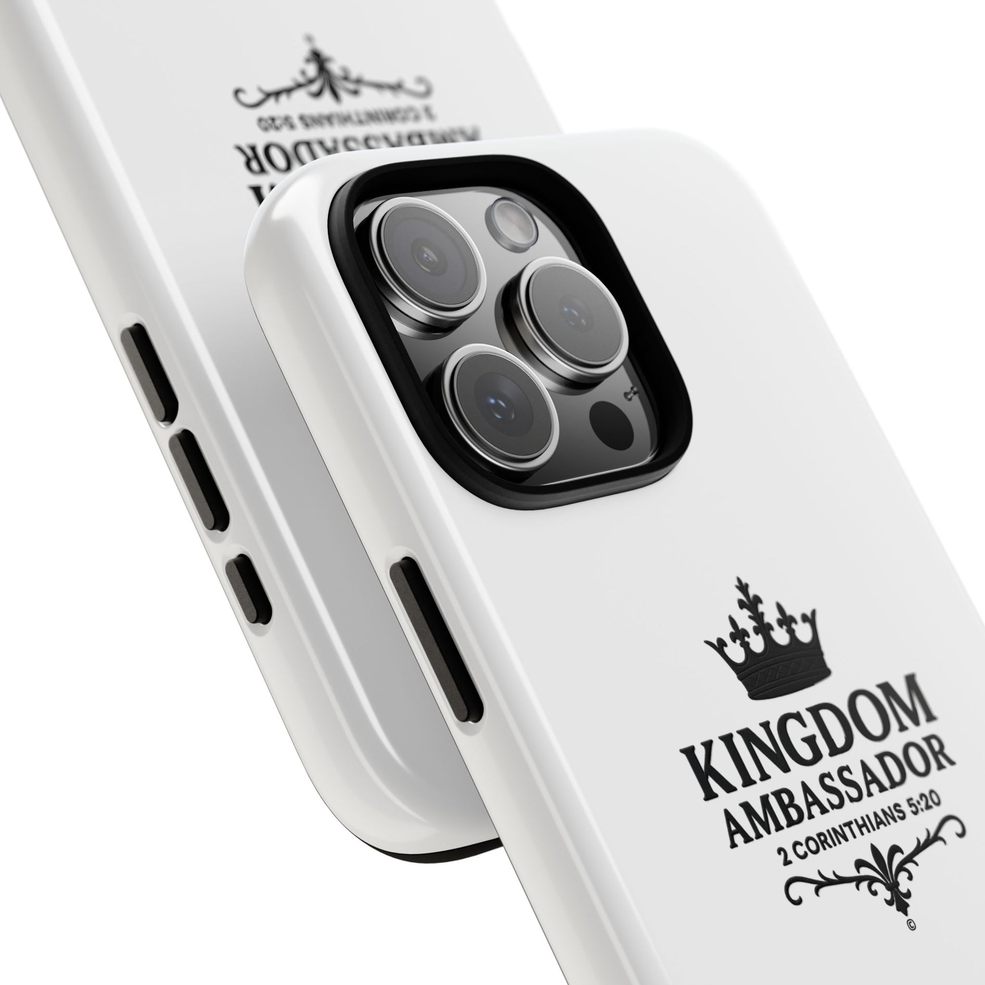 Kingdom Ambassador (Black Lettering) Rugged Phone Case, Inspirational Mobile Cover, Gift for Faith Lovers, Faith-Based Protector - Cross Apparel USA