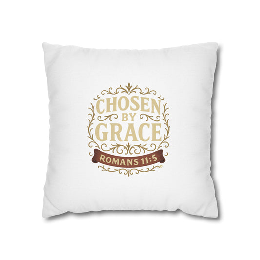 Chosen by Grace (Full Color) Square Pillow Cover | Inspirational Home Decor | Gifts for Faith (Pillow not included)