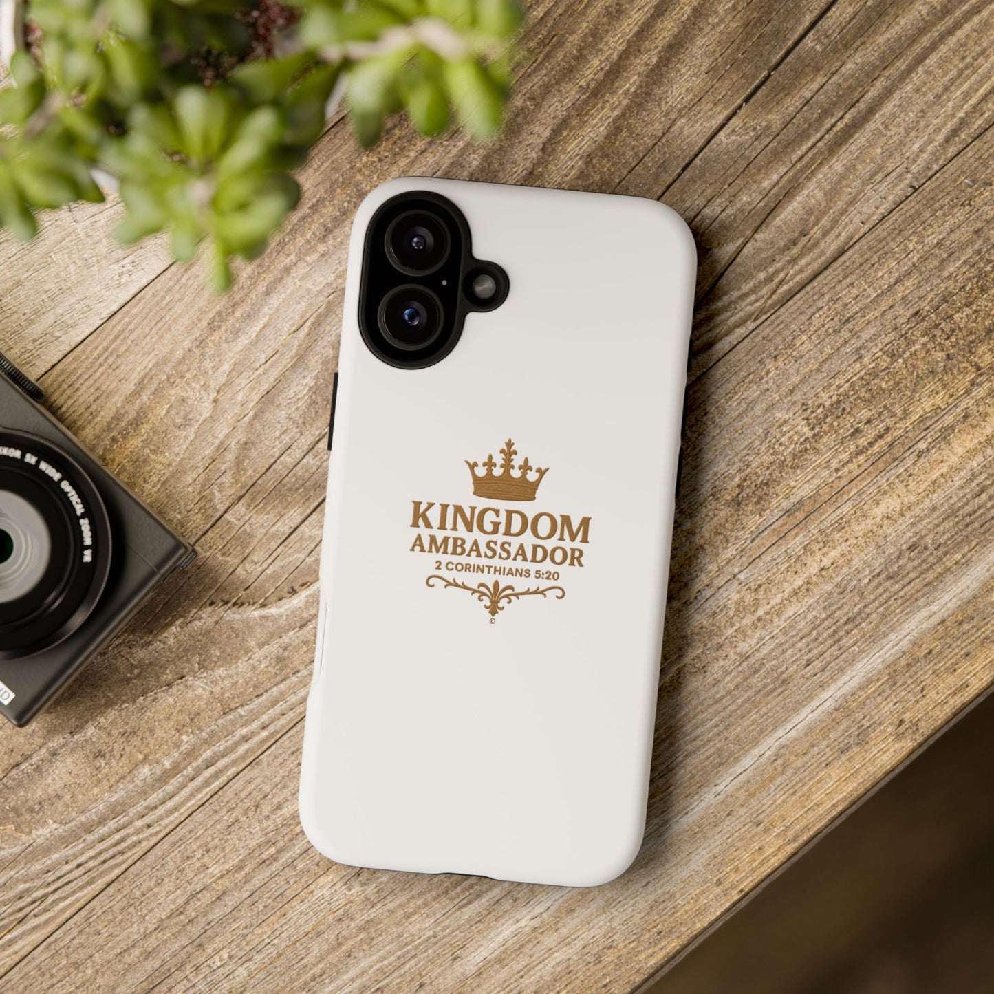 Kingdom Ambassador (Gold Lettering) Rugged Phone Case, Inspirational Mobile Cover, Gift for Faith Lovers, Faith-Based Protector