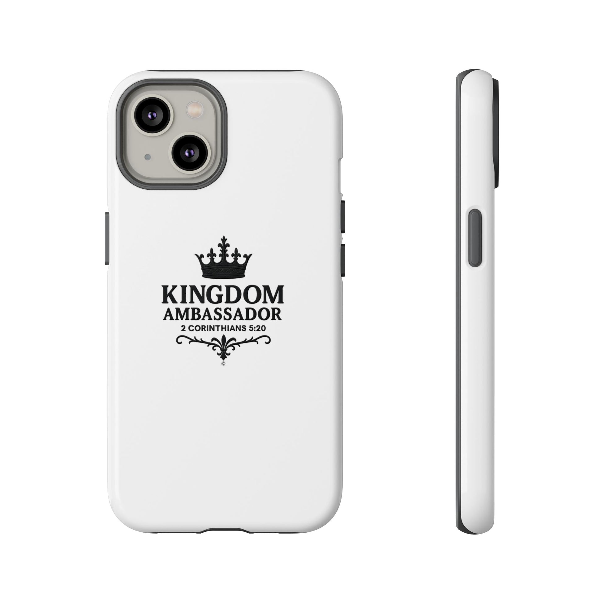 Kingdom Ambassador (Black Lettering) Rugged Phone Case, Inspirational Mobile Cover, Gift for Faith Lovers, Faith-Based Protector - Cross Apparel USA
