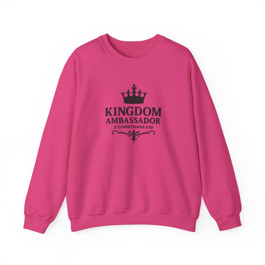 Kingdom Ambassador (Black Lettering) Unisex Crewneck Sweatshirt - Inspirational Gift, Faith-Based Apparel, Cozy Casual Wear, Bible Verse Sweatshirt