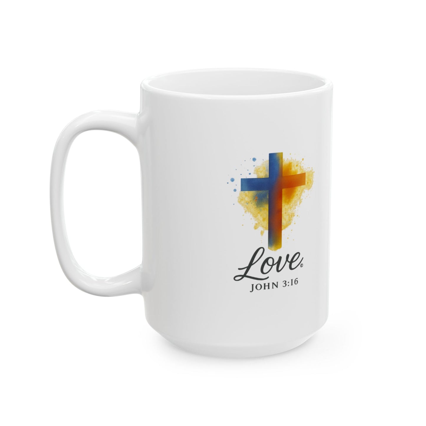 Love (Full Color) Ceramic Mug, Inspirational Gift, Coffee Cup for Faith, Gift of Believers, Devotional Drinkware (11oz, 15oz)