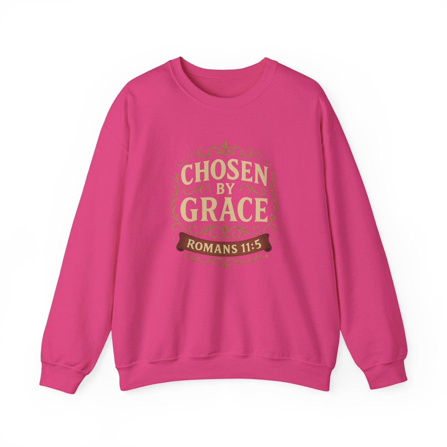 Chosen by Grace (Full Color) Unisex Crewneck Sweatshirt - Inspirational Gift, Christian Apparel, Faith-Based Fashion, Cozy Casual Wear, Bible Verse Sweatshirt