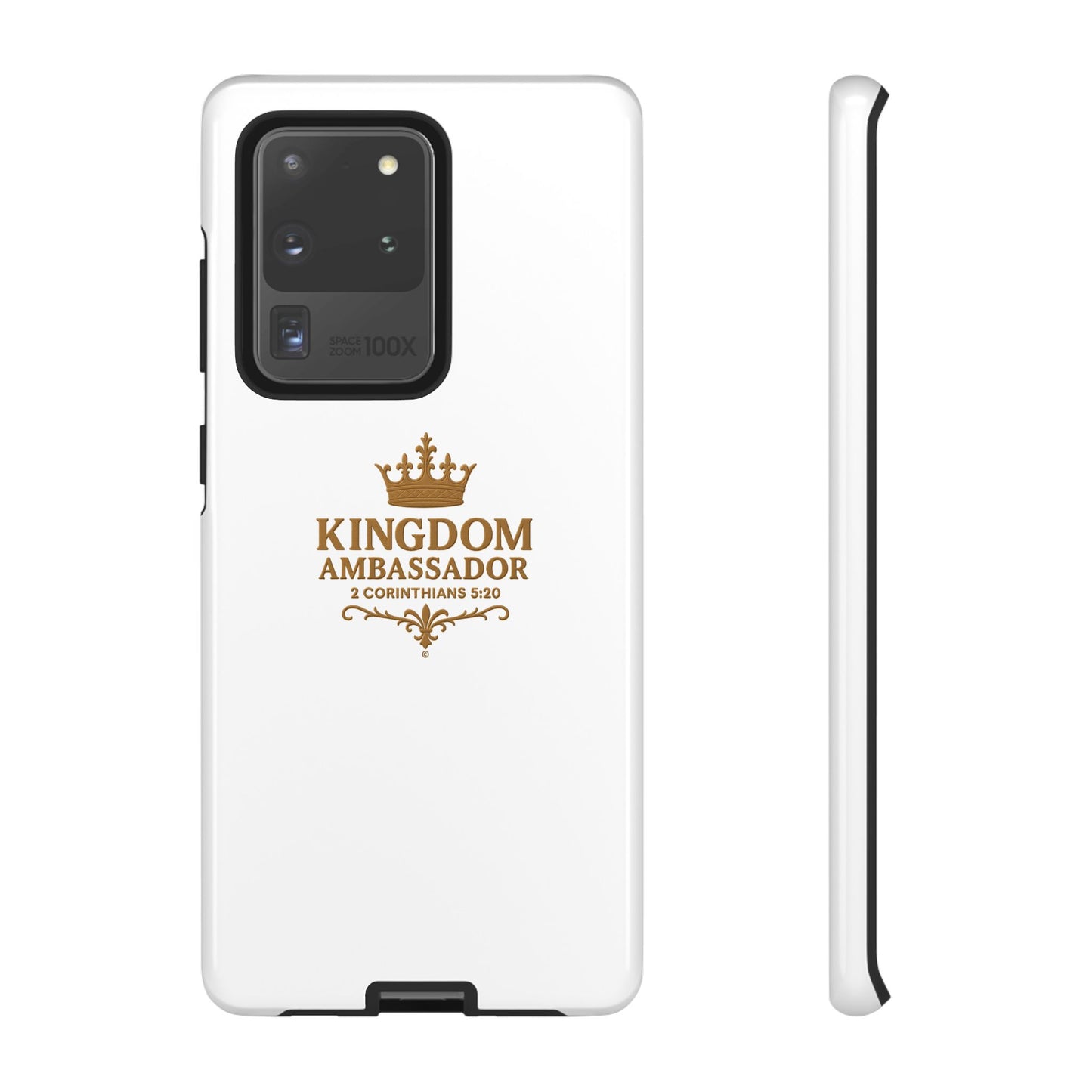 Kingdom Ambassador (Gold Lettering) Rugged Phone Case, Inspirational Mobile Cover, Gift for Faith Lovers, Faith-Based Protector