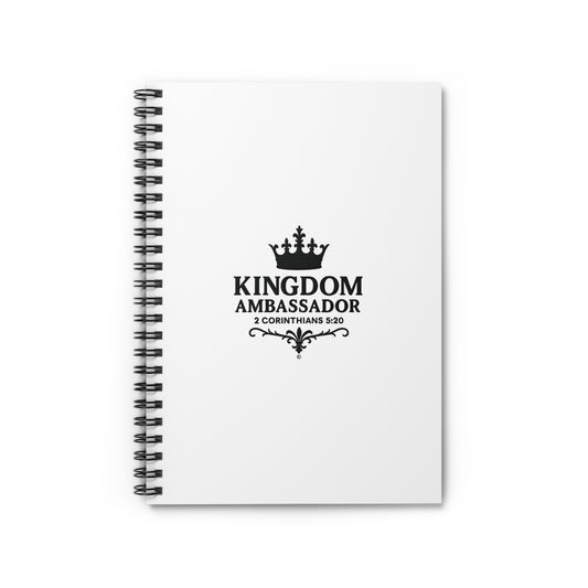 Kingdom Ambassador (Black Lettering) Spiral Notebook - Ruled Line, inspirational Gift, Idea for Students - Cross Apparel USA