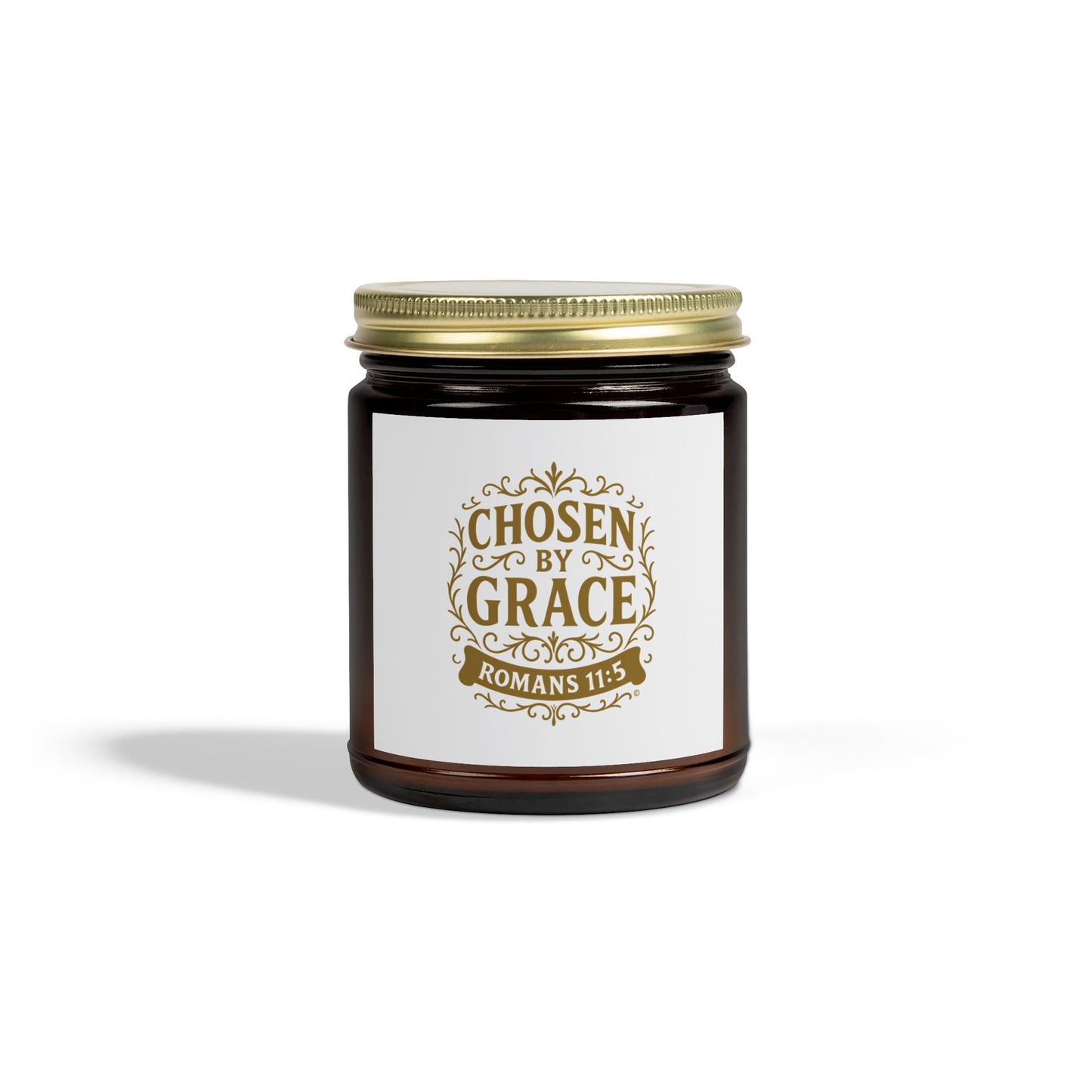 Chosen by Grace (Gold Lettering) Scented Candle - Coconut Apricot Wax, Inspirational Home Decor, Relaxation, Gifts for Believers
