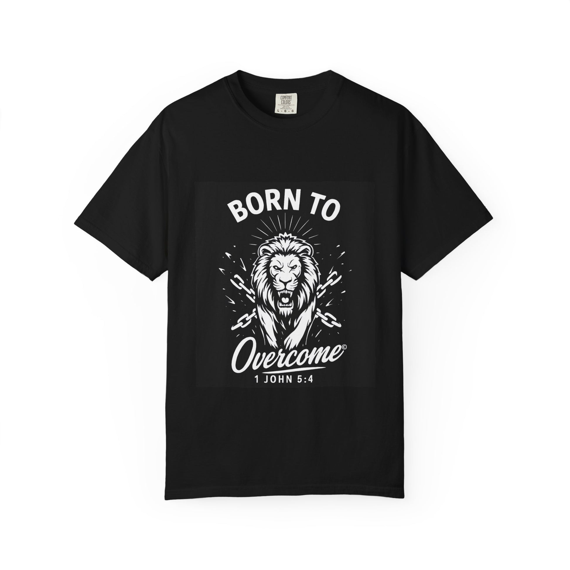 Born to Overcome (White Lettering) Unisex Faith Tee, Relaxed Fit Shirt, Inspirational Apparel, Gift for Believers - Cross Apparel USA