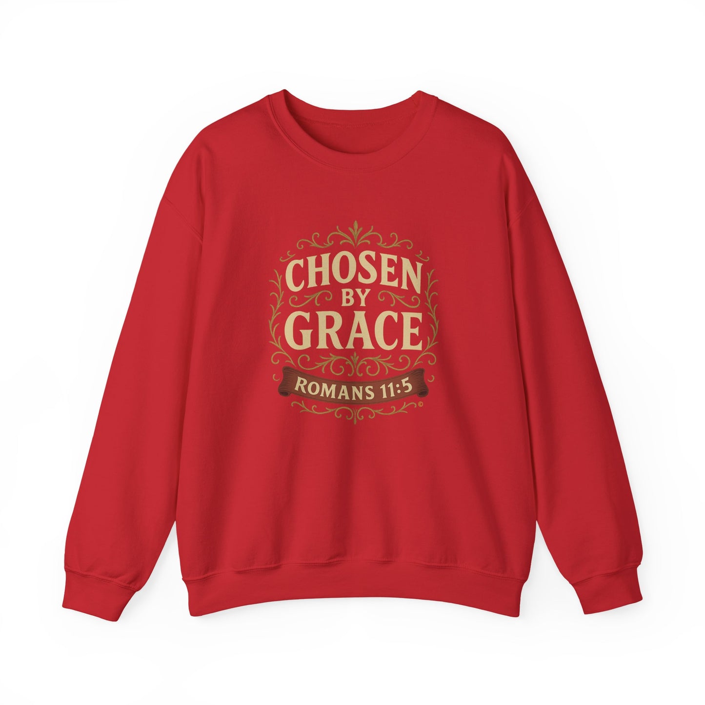 Chosen by Grace (Full Color) Unisex Crewneck Sweatshirt - Inspirational Gift, Christian Apparel, Faith-Based Fashion, Cozy Casual Wear, Bible Verse Sweatshirt