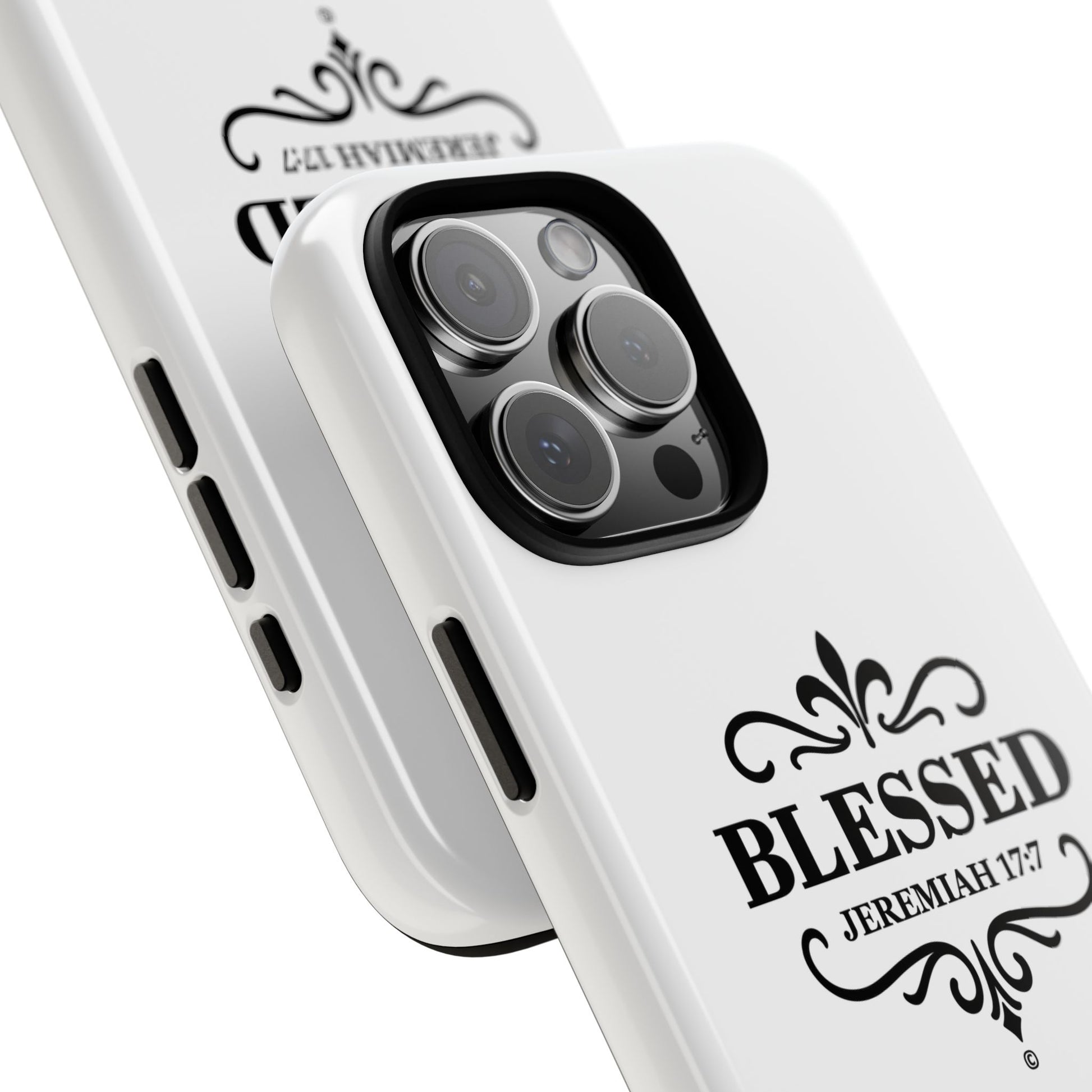 Blessed (Black Lettering), Rugged Phone Case, Inspirational Mobile Cover, Gift for Faith Lovers, Faith-Based Protector - Cross Apparel USA