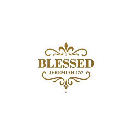 Blessed (Gold Lettering) Kiss-Cut Vinyl Decals, Inspirational Wall Art, Faith-Based Gifts, Home Decor - Cross Apparel USA
