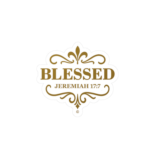 Blessed (Gold Lettering) Kiss-Cut Vinyl Decals, Inspirational Wall Art, Faith-Based Gifts, Home Decor - Cross Apparel USA