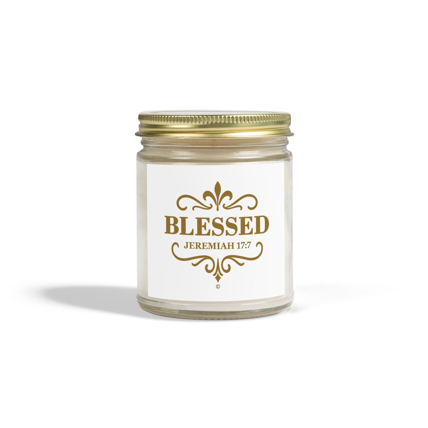 Blessed (Gold Lettering) Scented Candle - Coconut Apricot Wax, Inspirational Home Decor, Gifts for Believers, Relaxation